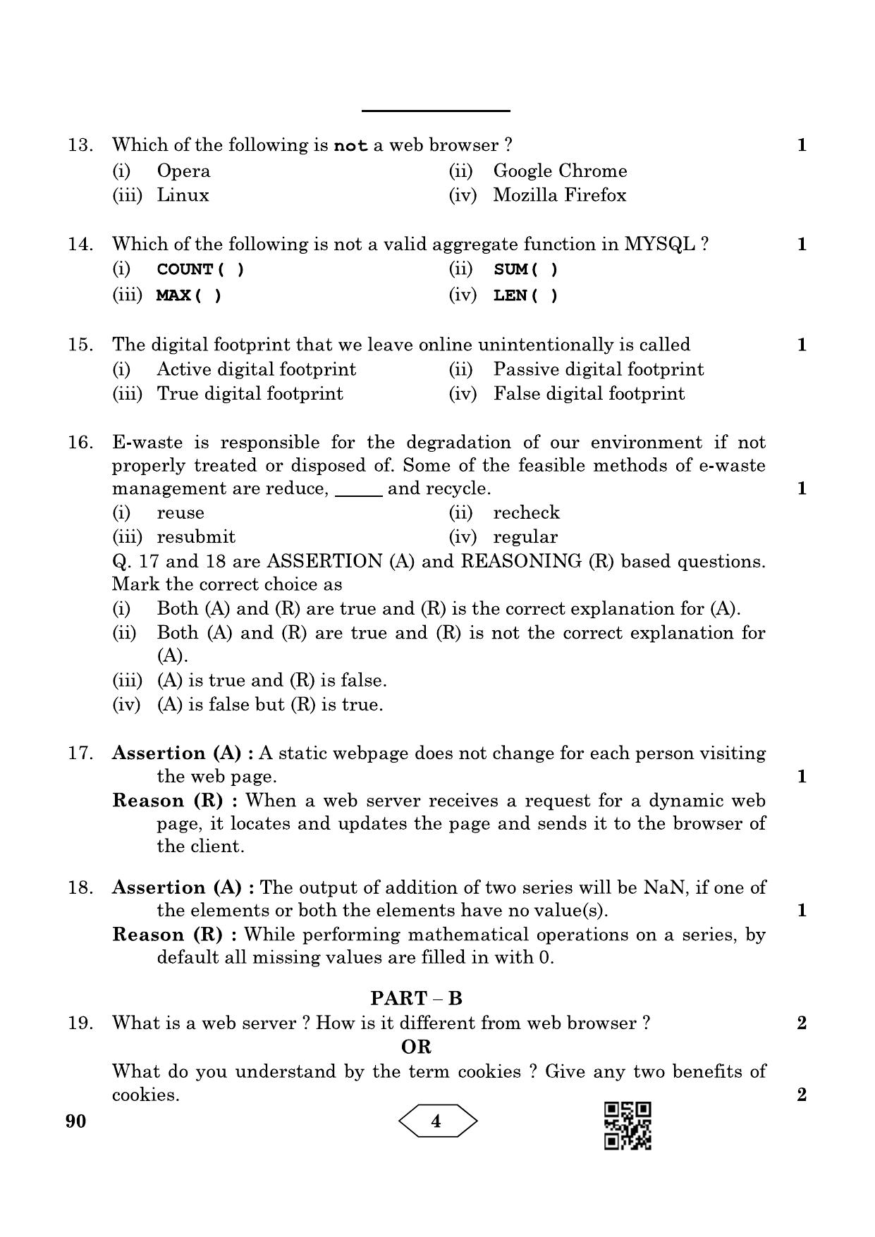 CBSE Class 12 90_Informatics Practices 2023 Question Paper - Page 4