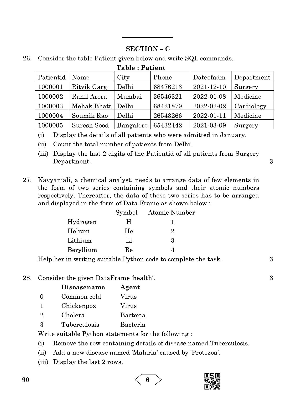 CBSE Class 12 90_Informatics Practices 2023 Question Paper - Page 6