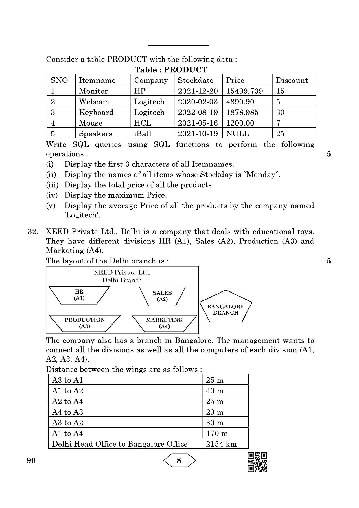 CBSE Class 12 90_Informatics Practices 2023 Question Paper - Page 8