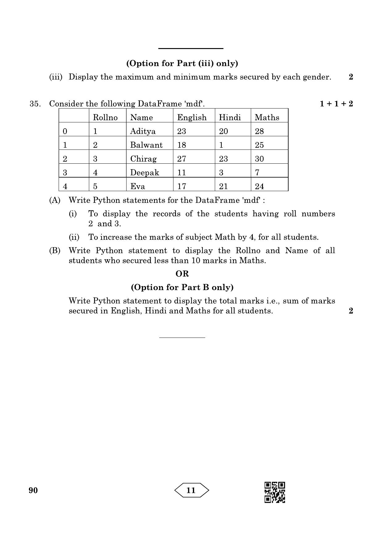 CBSE Class 12 90_Informatics Practices 2023 Question Paper - Page 11