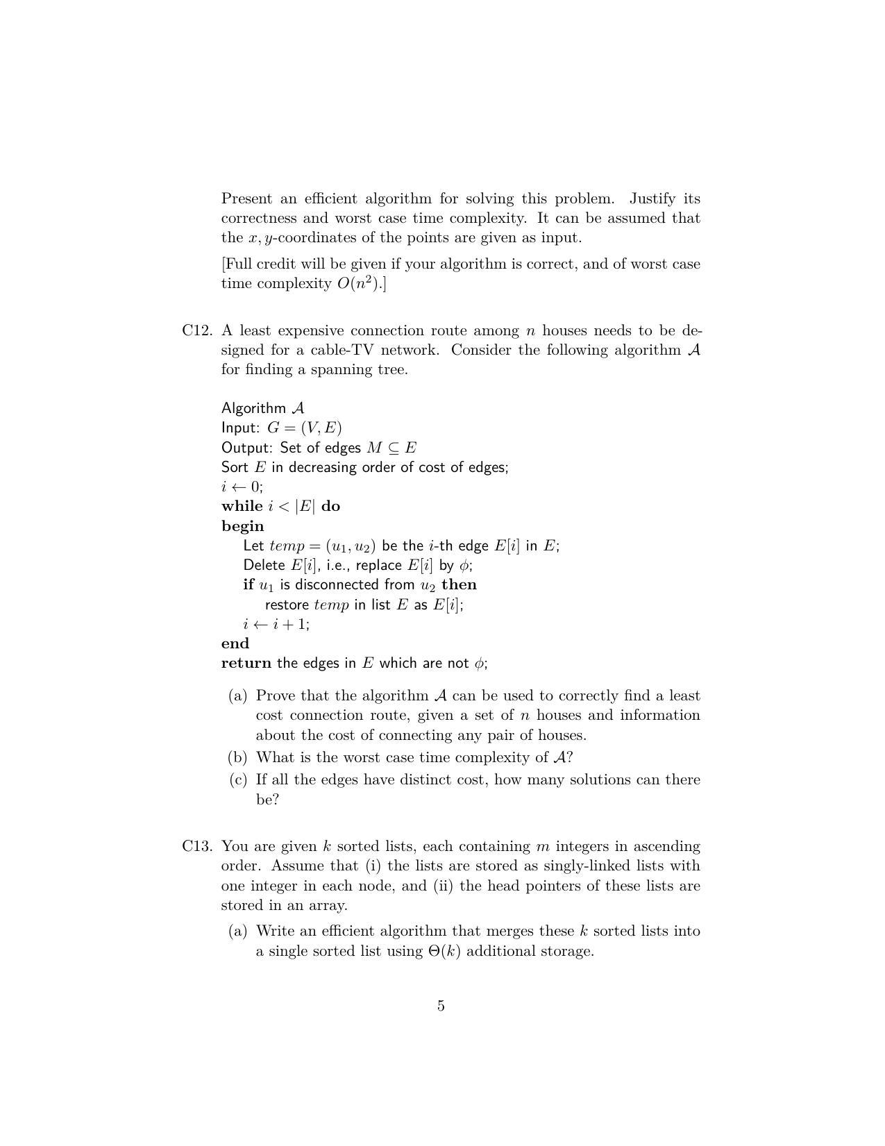 ISI Admission Test JRF in Computer Science CSB 2023 Sample Paper - Page 5