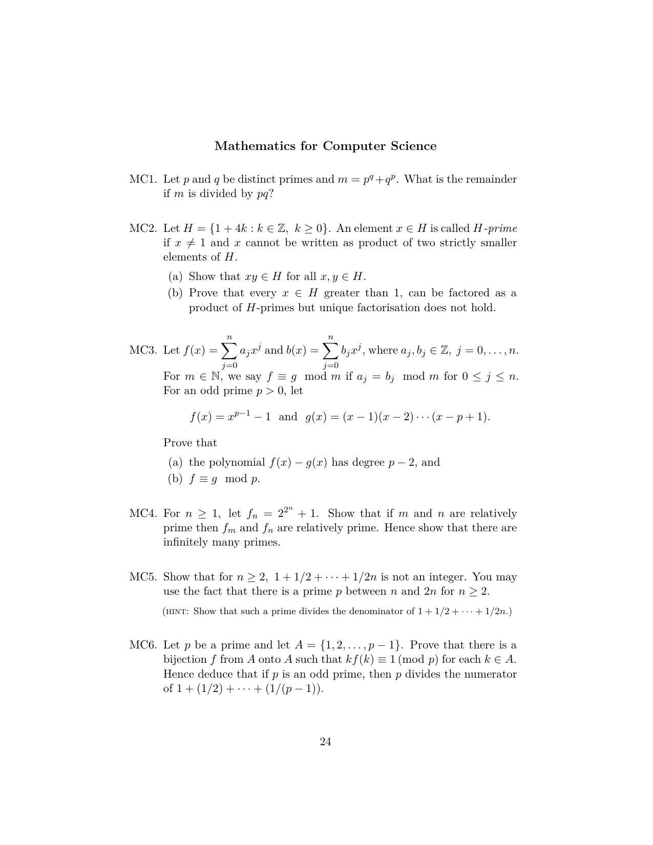 ISI Admission Test JRF in Computer Science CSB 2023 Sample Paper - Page 24