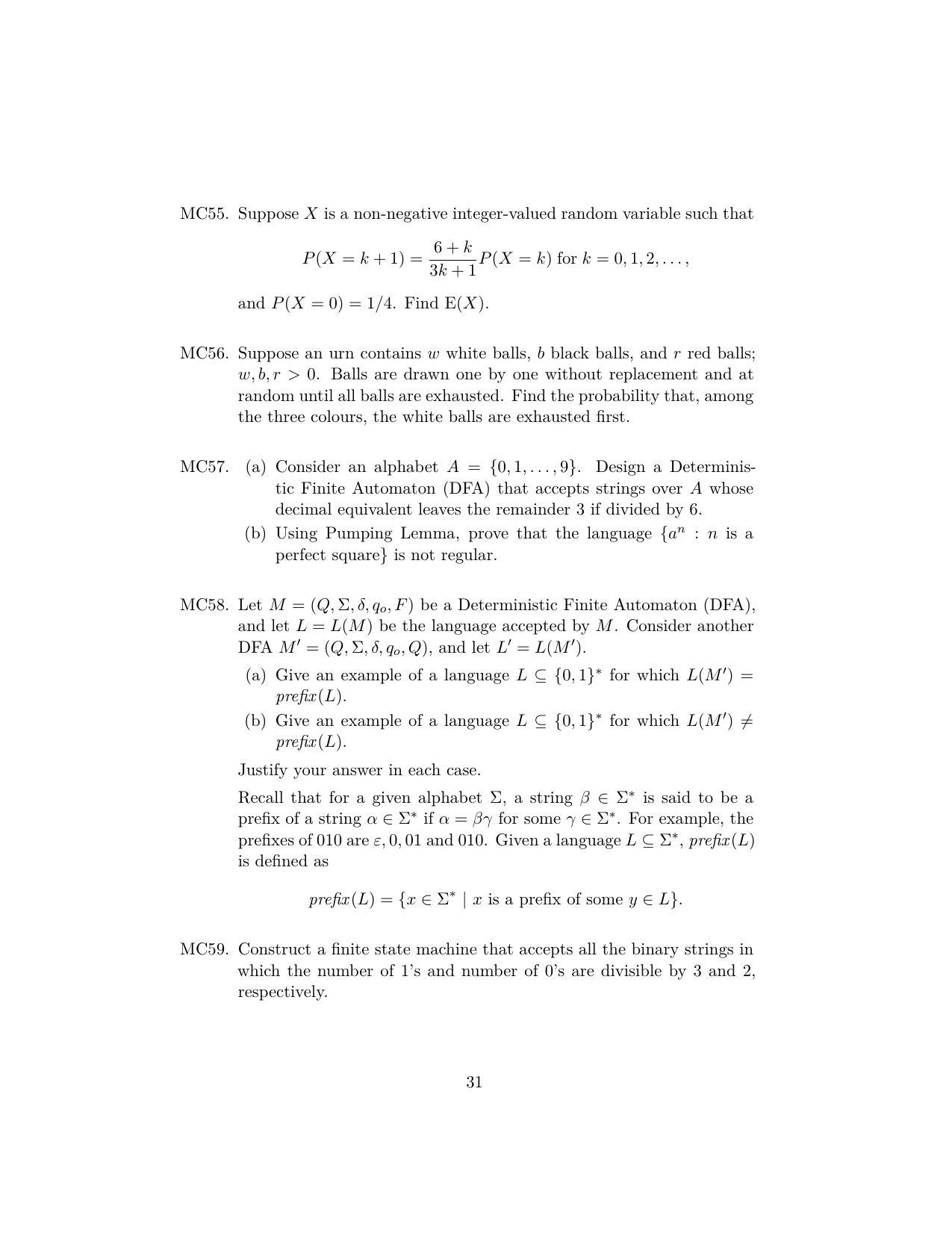 ISI Admission Test JRF in Computer Science CSB 2023 Sample Paper - Page 31