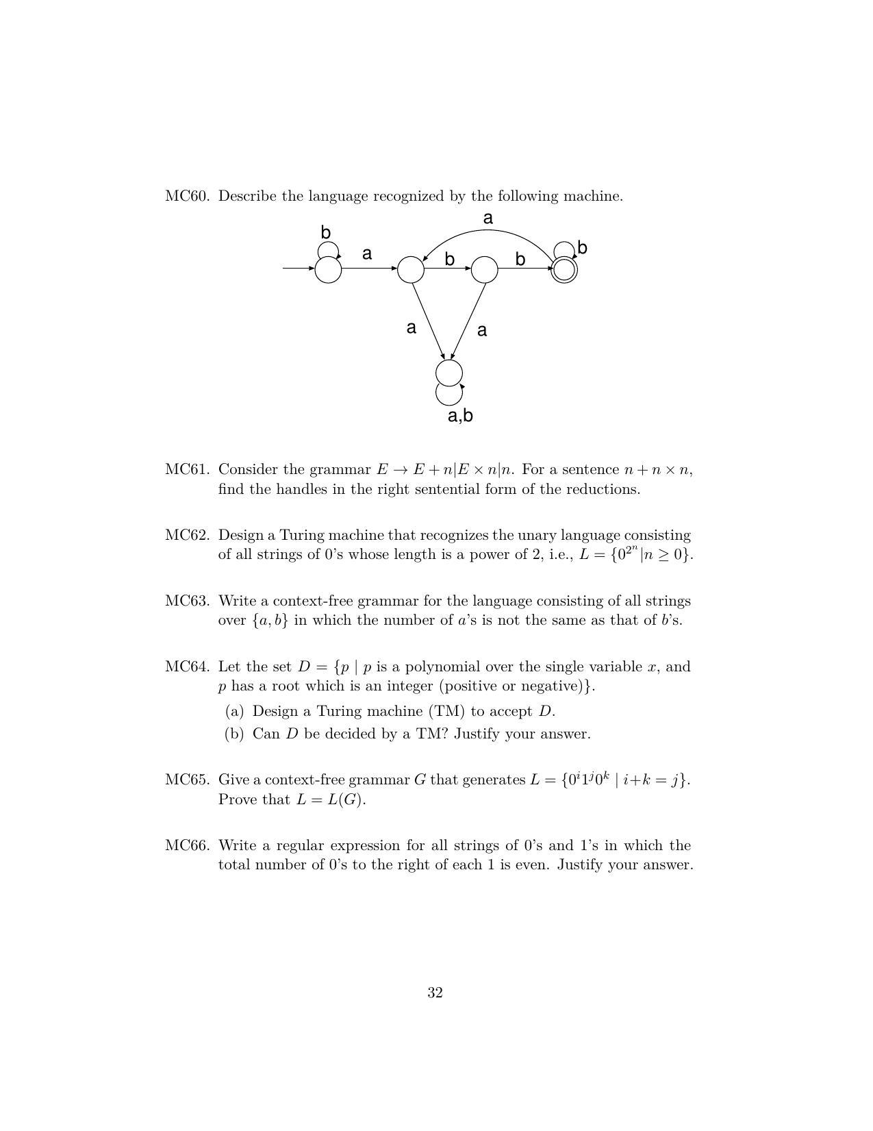 ISI Admission Test JRF in Computer Science CSB 2023 Sample Paper - Page 32
