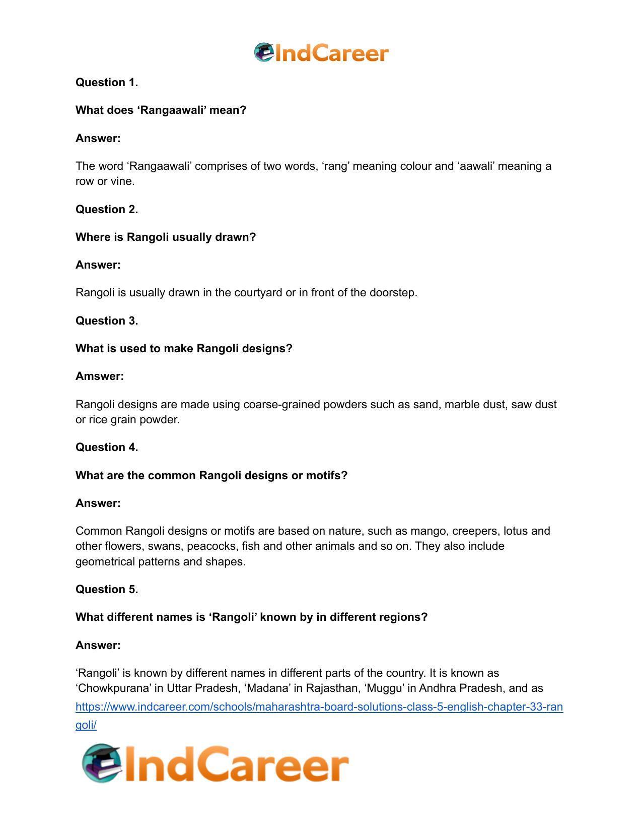 Maharashtra Board Solutions Class 5-English: Chapter 33- Rangoli - Page 3
