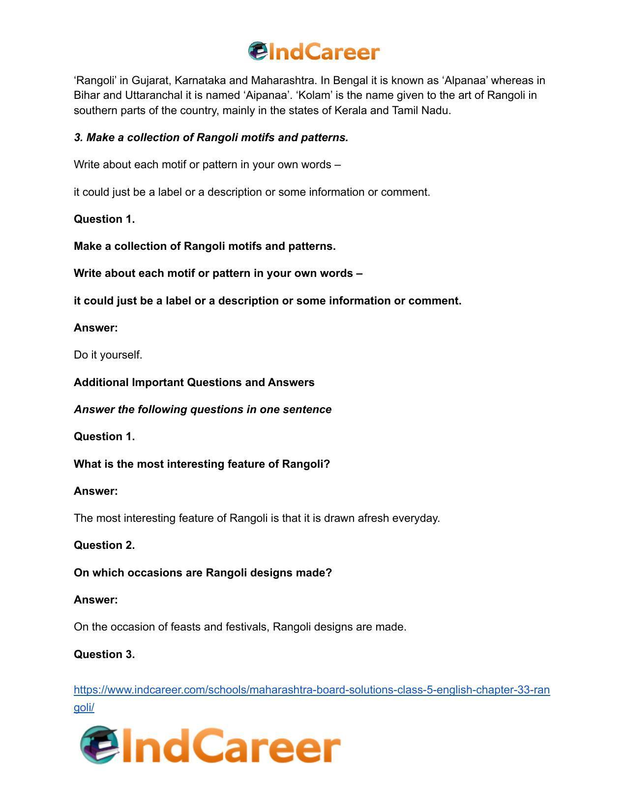 Maharashtra Board Solutions Class 5-English: Chapter 33- Rangoli - Page 4