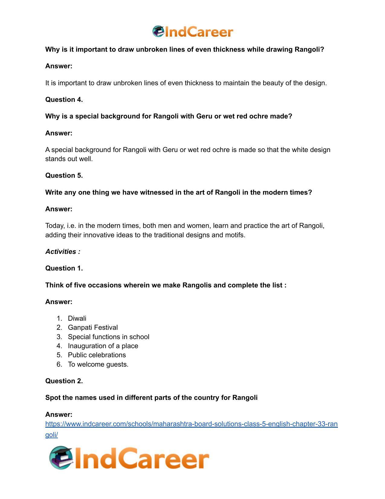 Maharashtra Board Solutions Class 5-English: Chapter 33- Rangoli - Page 5