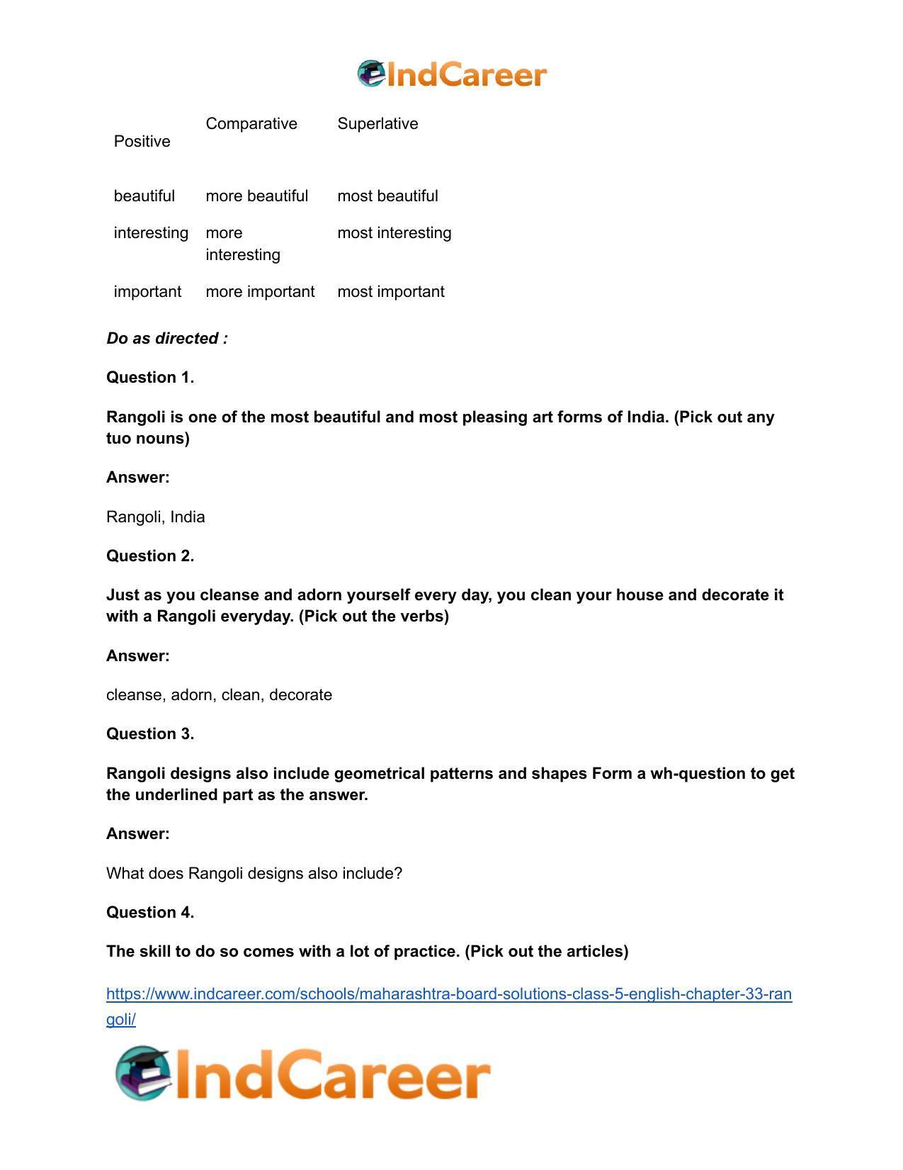 Maharashtra Board Solutions Class 5-English: Chapter 33- Rangoli - Page 8