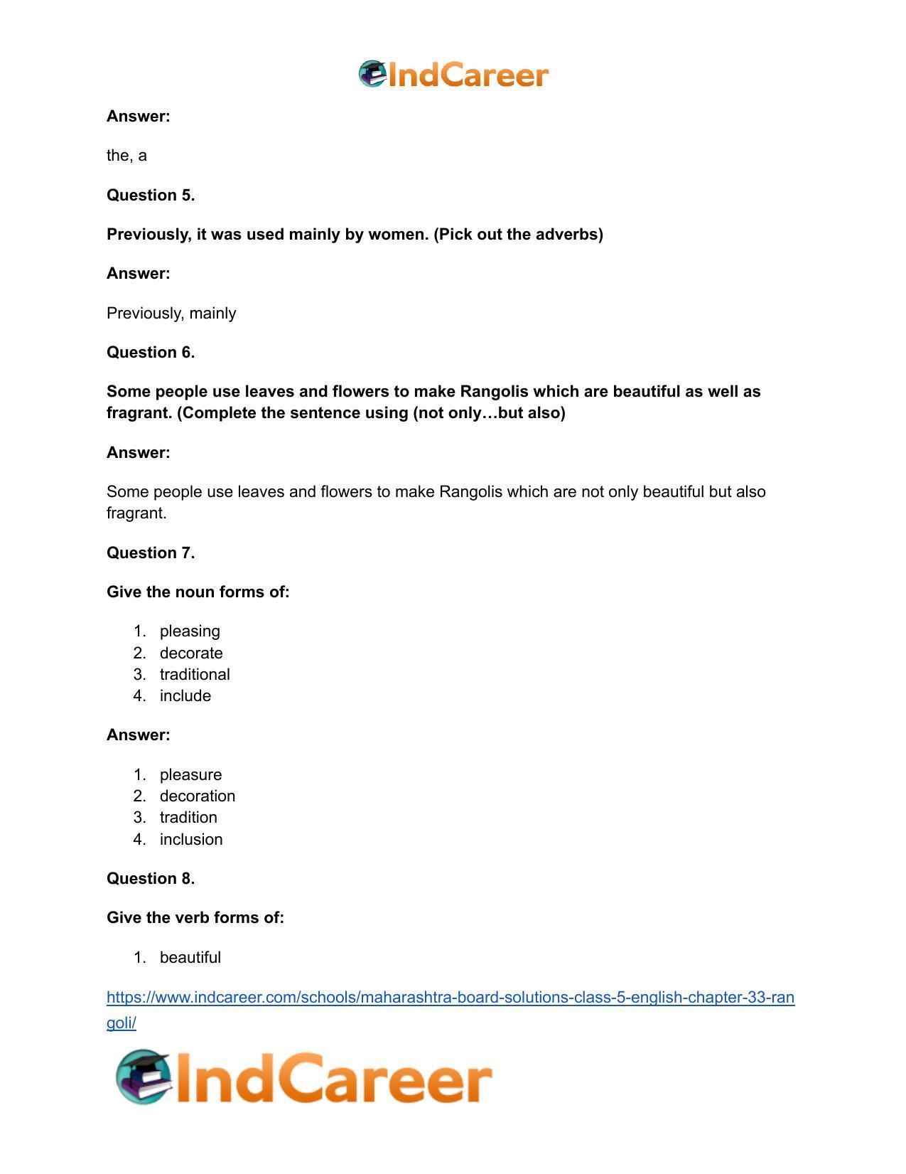 Maharashtra Board Solutions Class 5-English: Chapter 33- Rangoli - Page 9