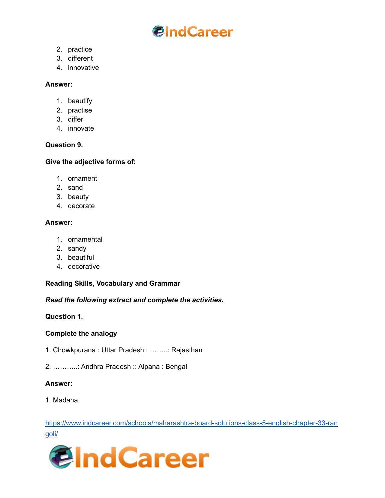 Maharashtra Board Solutions Class 5-English: Chapter 33- Rangoli - Page 10