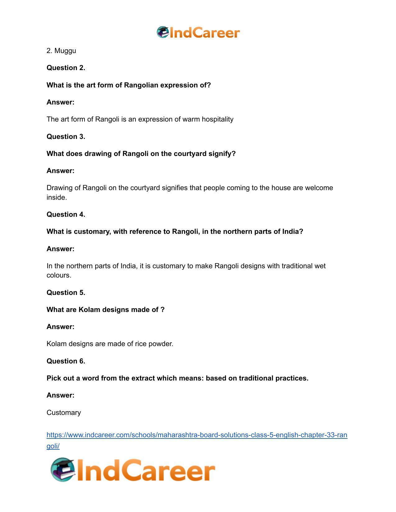 Maharashtra Board Solutions Class 5-English: Chapter 33- Rangoli - Page 11