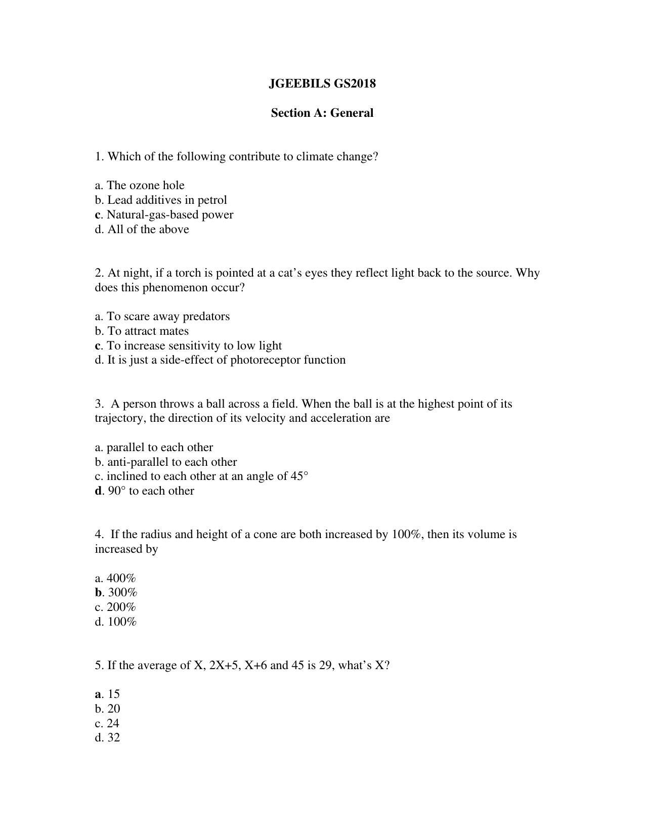 TIFR GS 2018 Biology Question Paper - Page 1