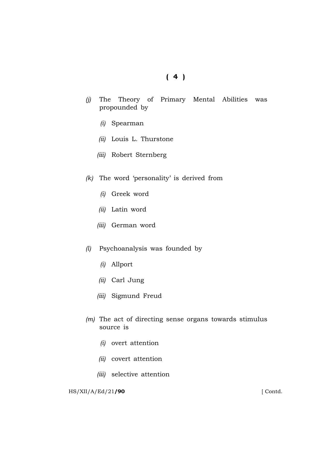Meghalaya Board (MBOSE) Class 12 EDUCATION (HS-XII-A-Ed-21) 2021 Question Paper - Page 4