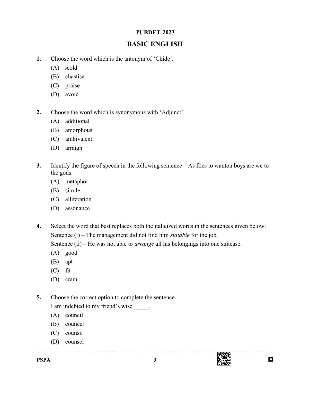 WB PUBDET 2023 Paper X (Philosophy Sociology Performing Arts) Question Paper - Page 3