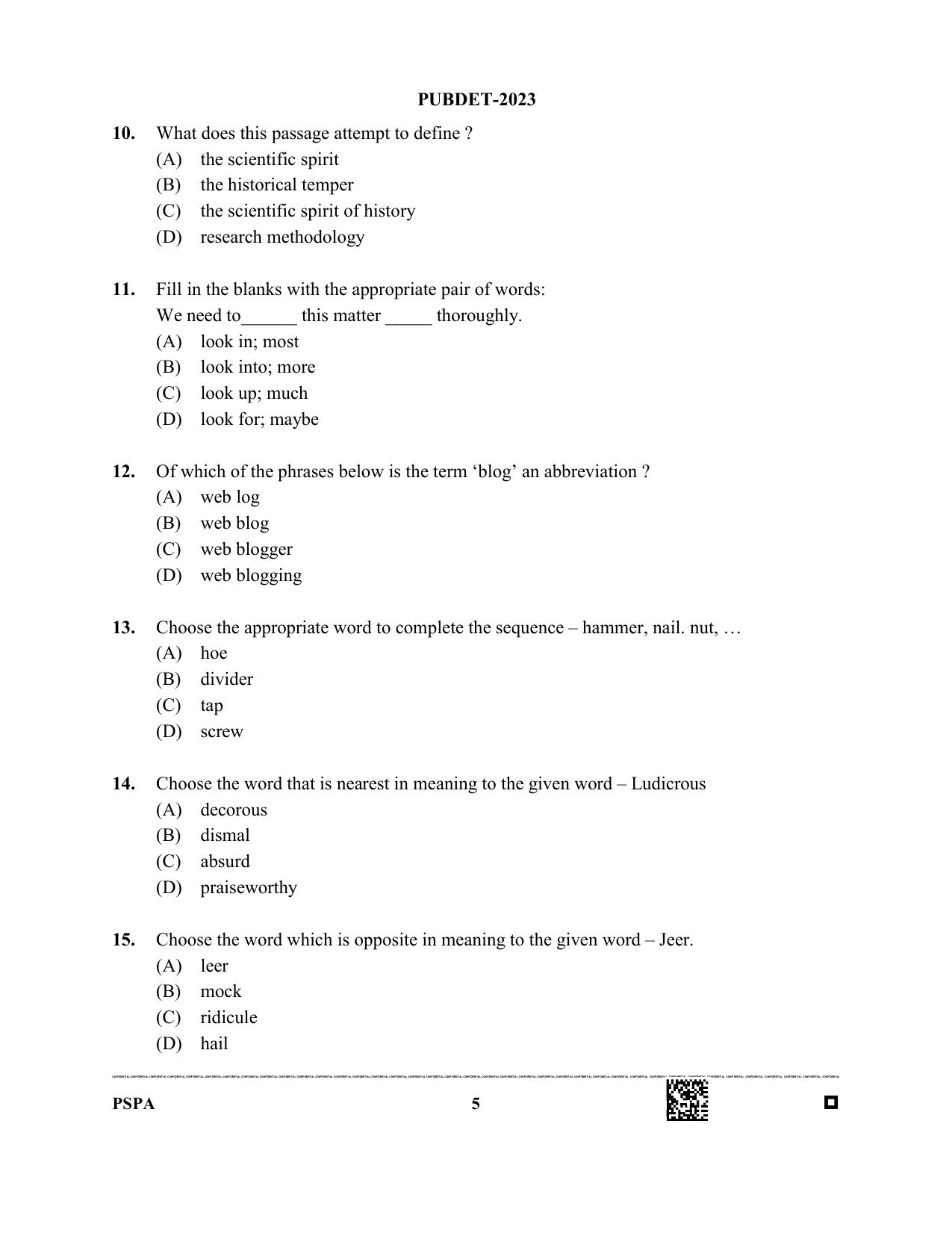 WB PUBDET 2023 Paper X (Philosophy Sociology Performing Arts) Question Paper - Page 5