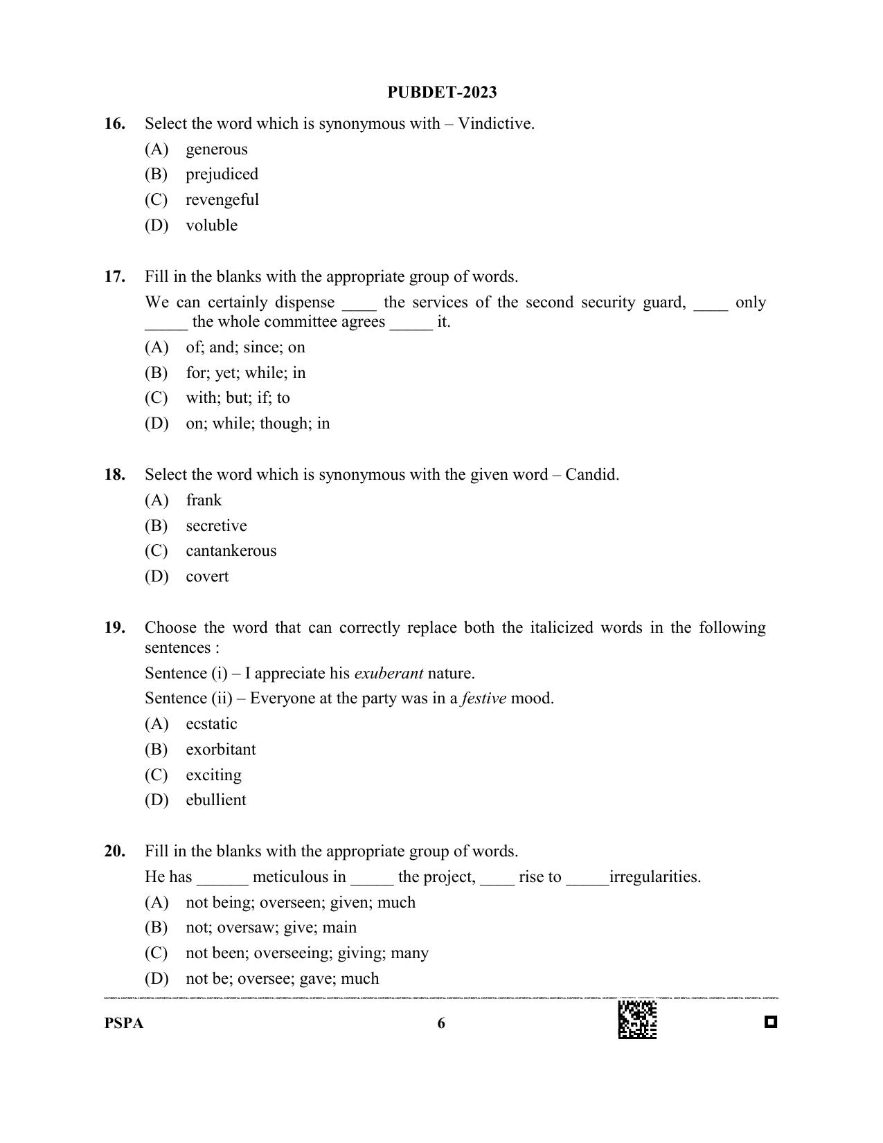 WB PUBDET 2023 Paper X (Philosophy Sociology Performing Arts) Question Paper - Page 6