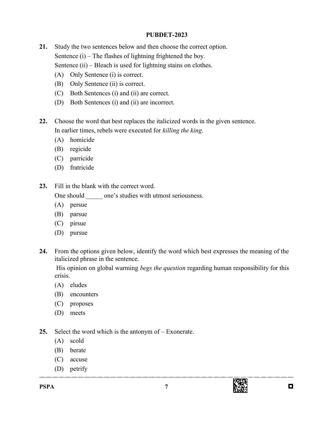 WB PUBDET 2023 Paper X (Philosophy Sociology Performing Arts) Question Paper - Page 7