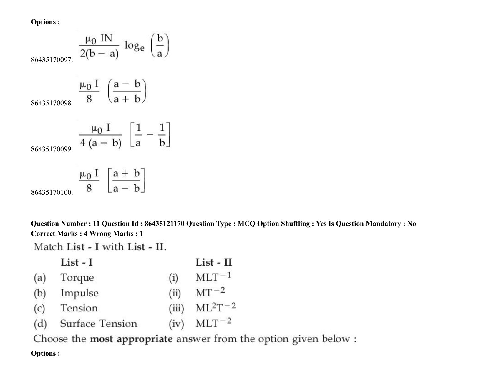 JEE Mains 2021: BTech (Shift 1) 31-08-2021 Question Paper - Page 11
