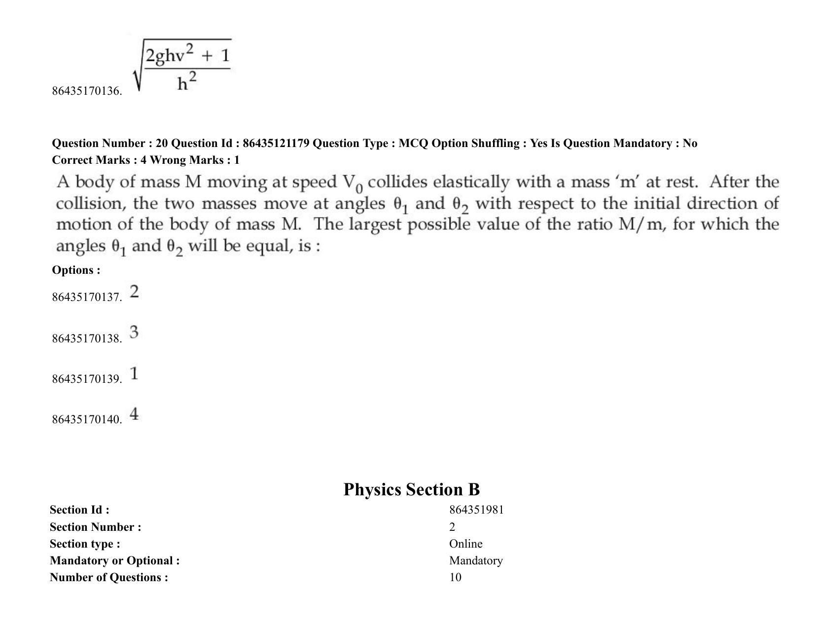 JEE Mains 2021: BTech (Shift 1) 31-08-2021 Question Paper - Page 18