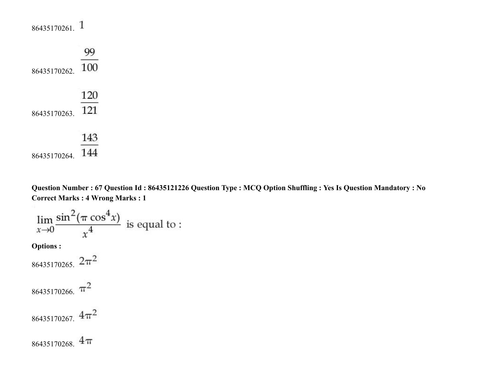 JEE Mains 2021: BTech (Shift 1) 31-08-2021 Question Paper - Page 52