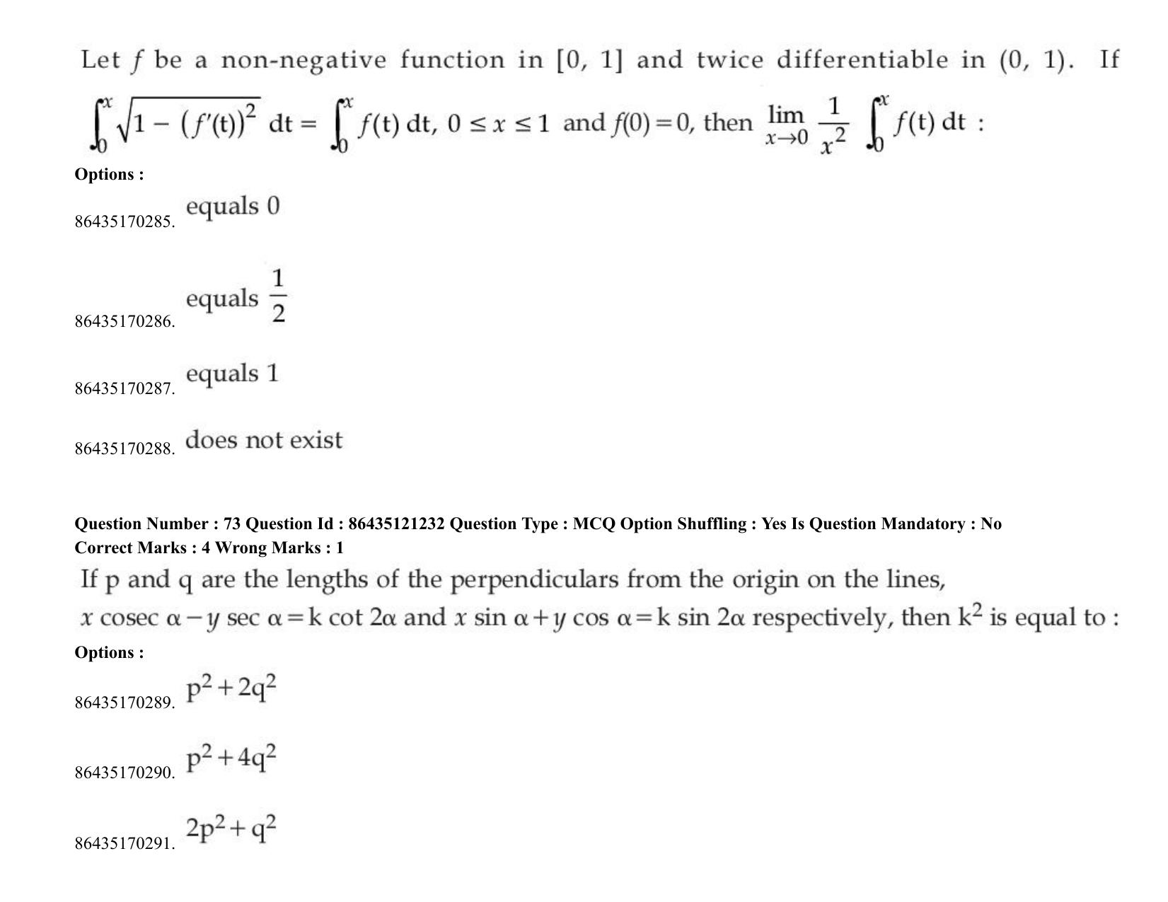 JEE Mains 2021: BTech (Shift 1) 31-08-2021 Question Paper - Page 56