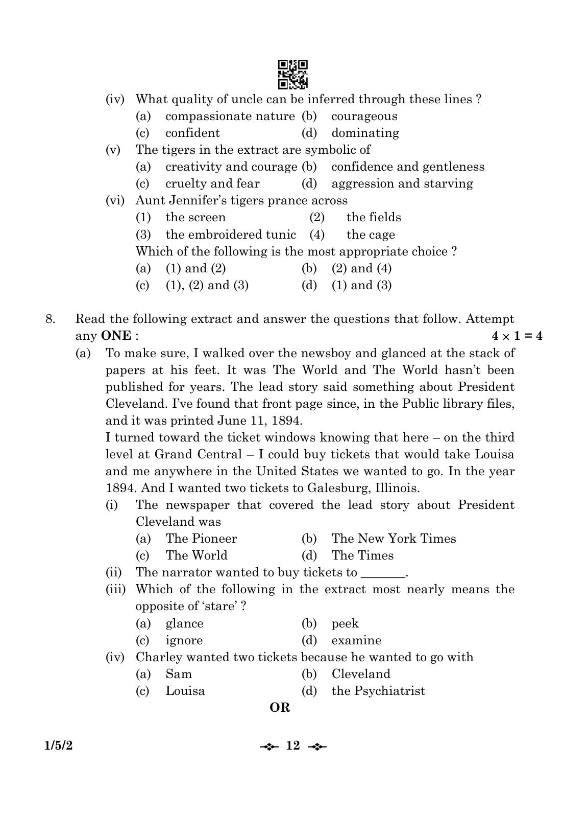 CBSE Class 12 1-5-2 English Core 2023 Question Paper - Page 12