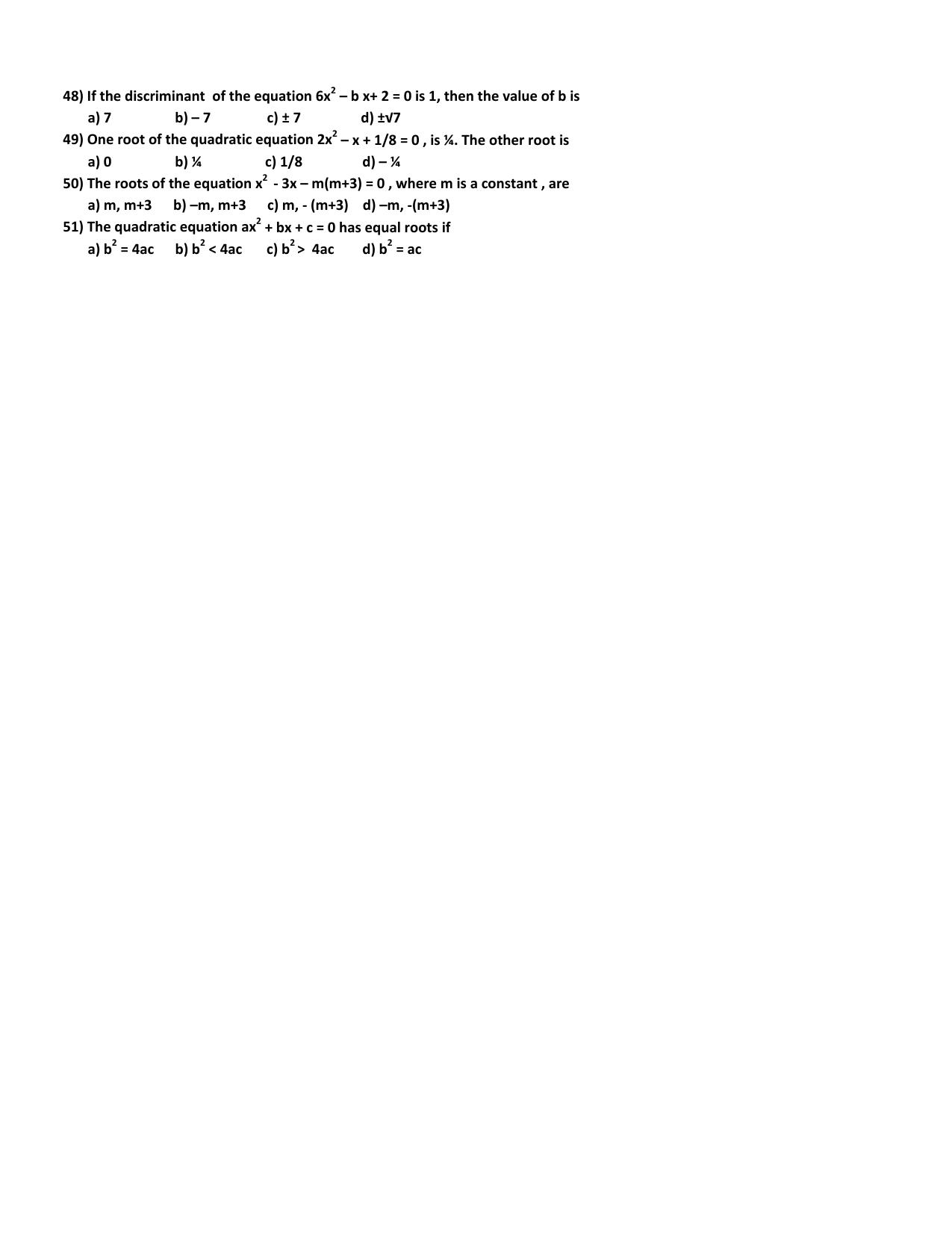 CBSE Worksheets for Class 10 Maths Quadratic Equation Assignment 4 - Page 3