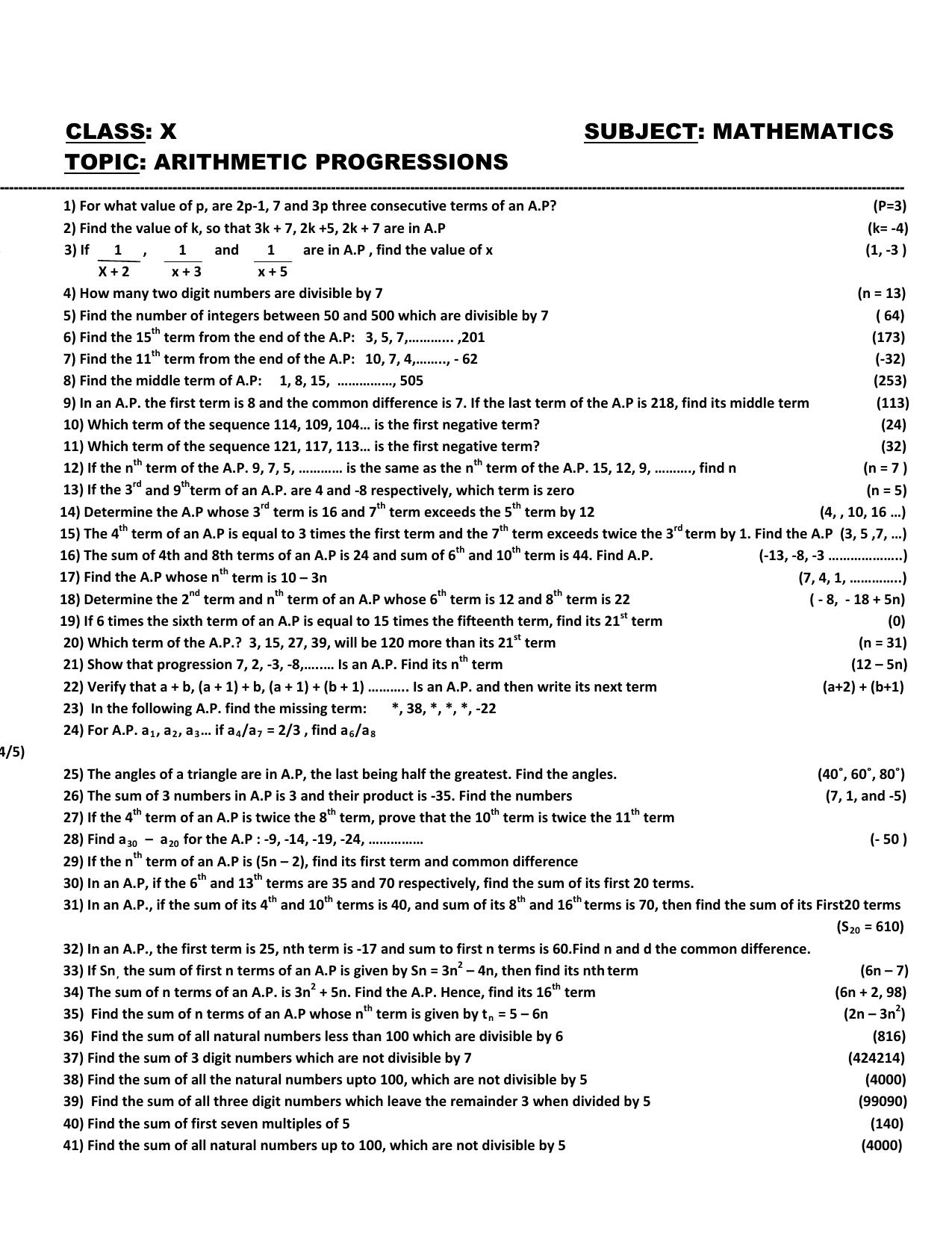 CBSE Worksheets for Class 10 Maths Quadratic Equation Assignment 4 - Page 4
