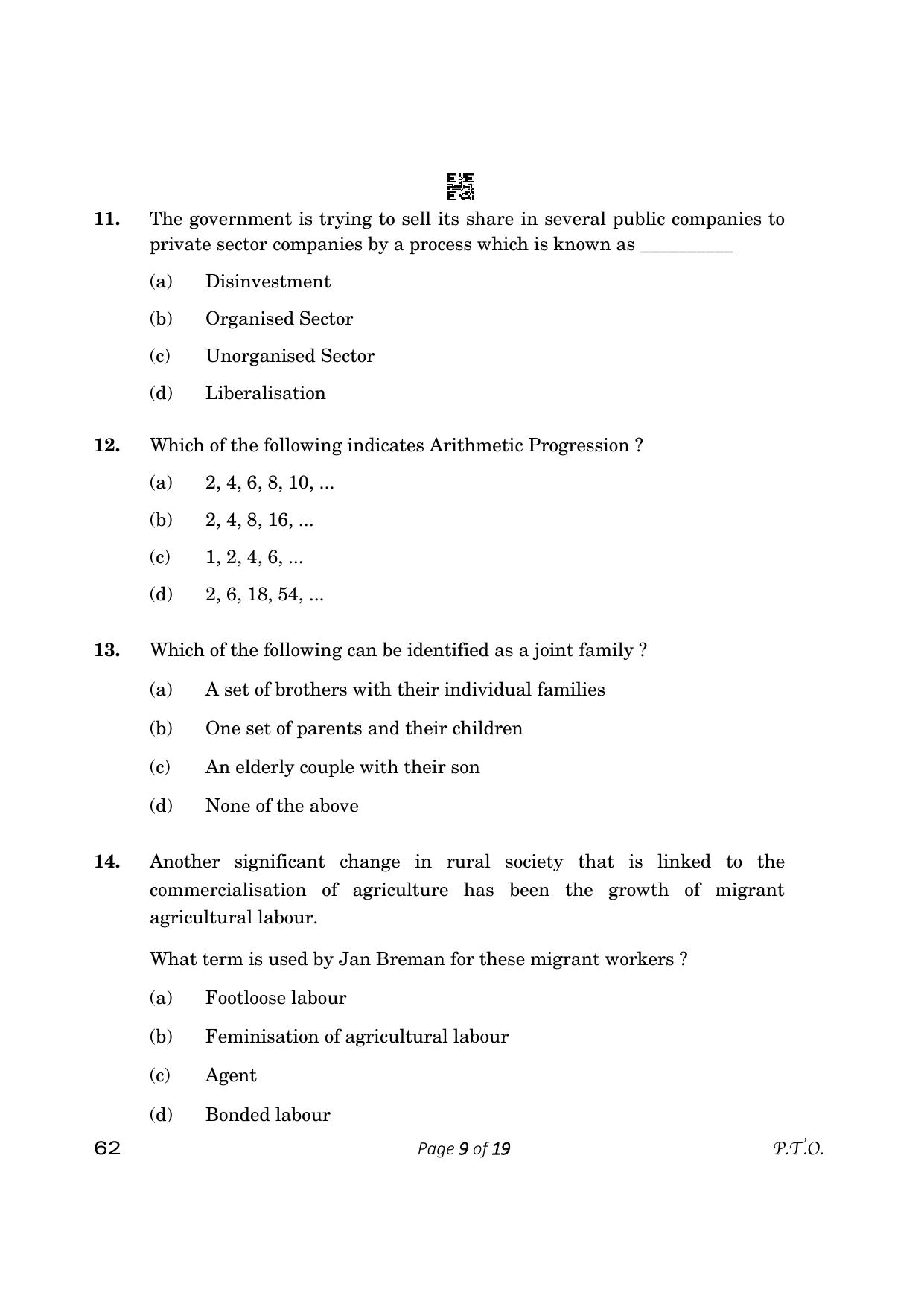 CBSE Class 12 Sociology (Compartment) 2023 Question Paper - Page 9