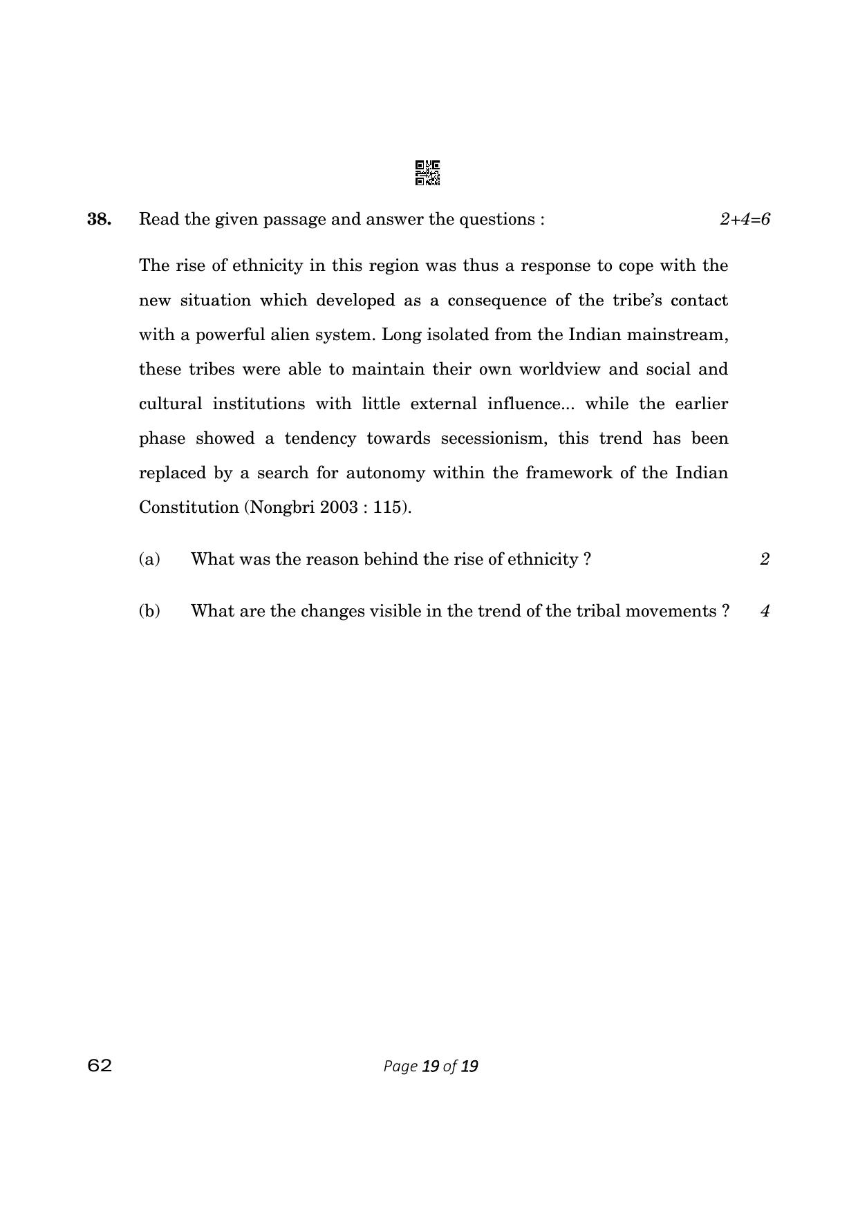 CBSE Class 12 Sociology (Compartment) 2023 Question Paper - Page 19