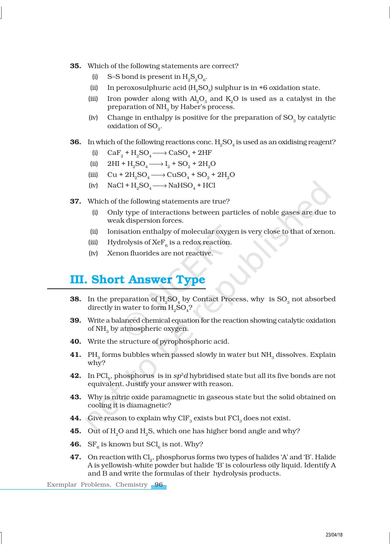 NCERT Exemplar Book for Class 12 Chemistry: Chapter 7 The p-Block Elements - Page 7