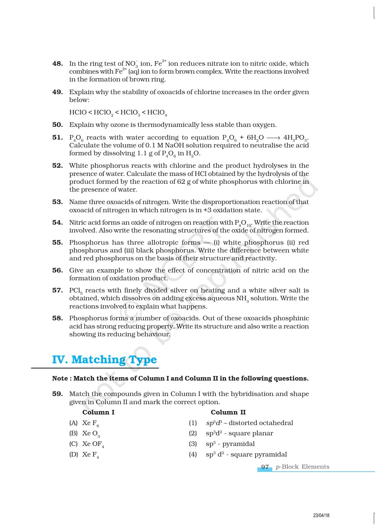 NCERT Exemplar Book for Class 12 Chemistry: Chapter 7 The p-Block Elements - Page 8