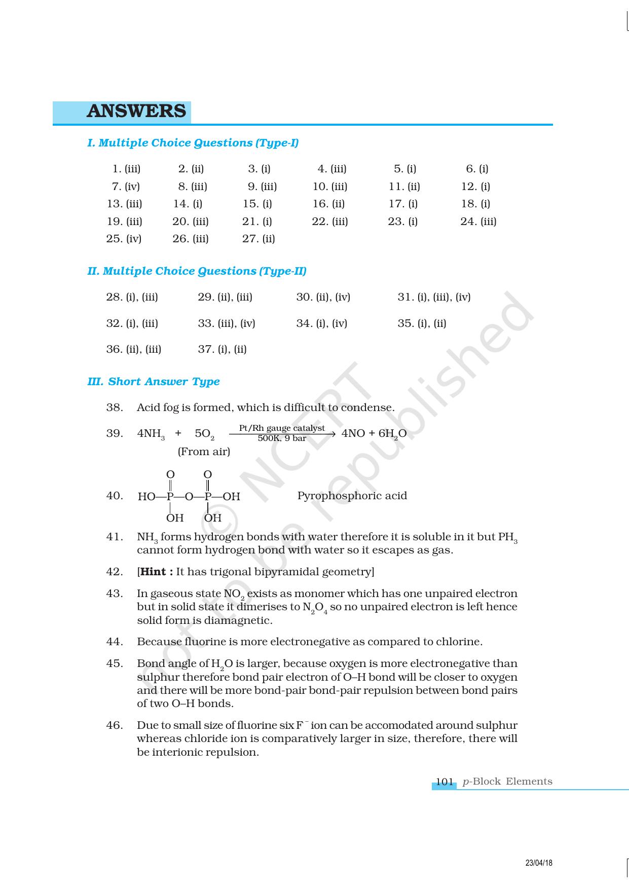 NCERT Exemplar Book for Class 12 Chemistry: Chapter 7 The p-Block Elements - Page 12