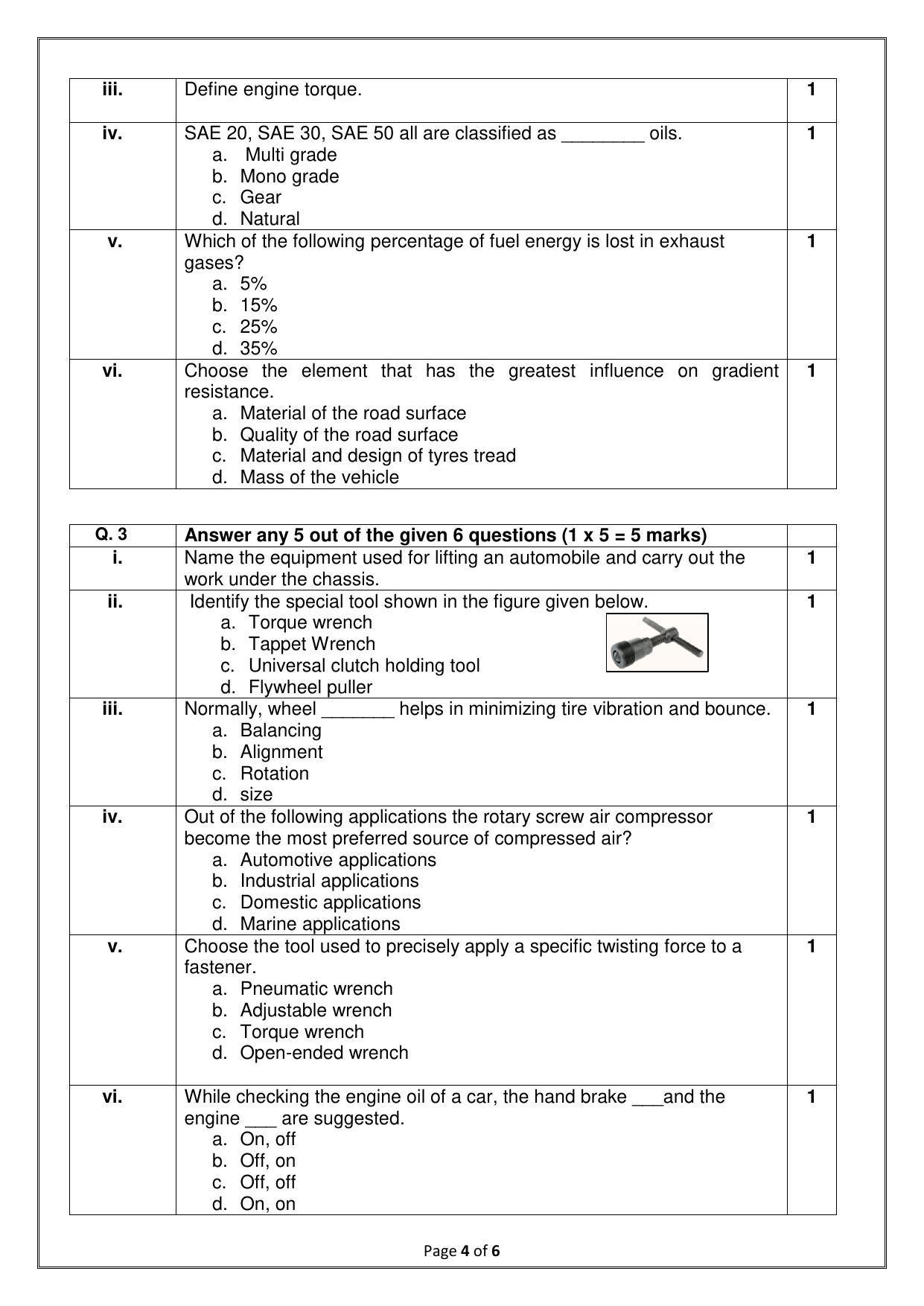 CBSE Class 10 (Skill Education) Automotive Sample Papers 2023 - Page 4