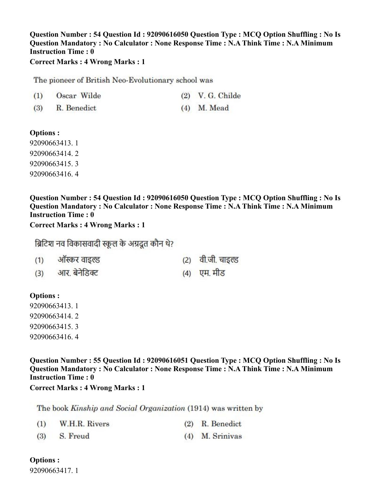 CUET PG 2023: HUQP02 – Anthropology(Eng)-Shift 1 (14-06-2023) Question Papers - Page 45