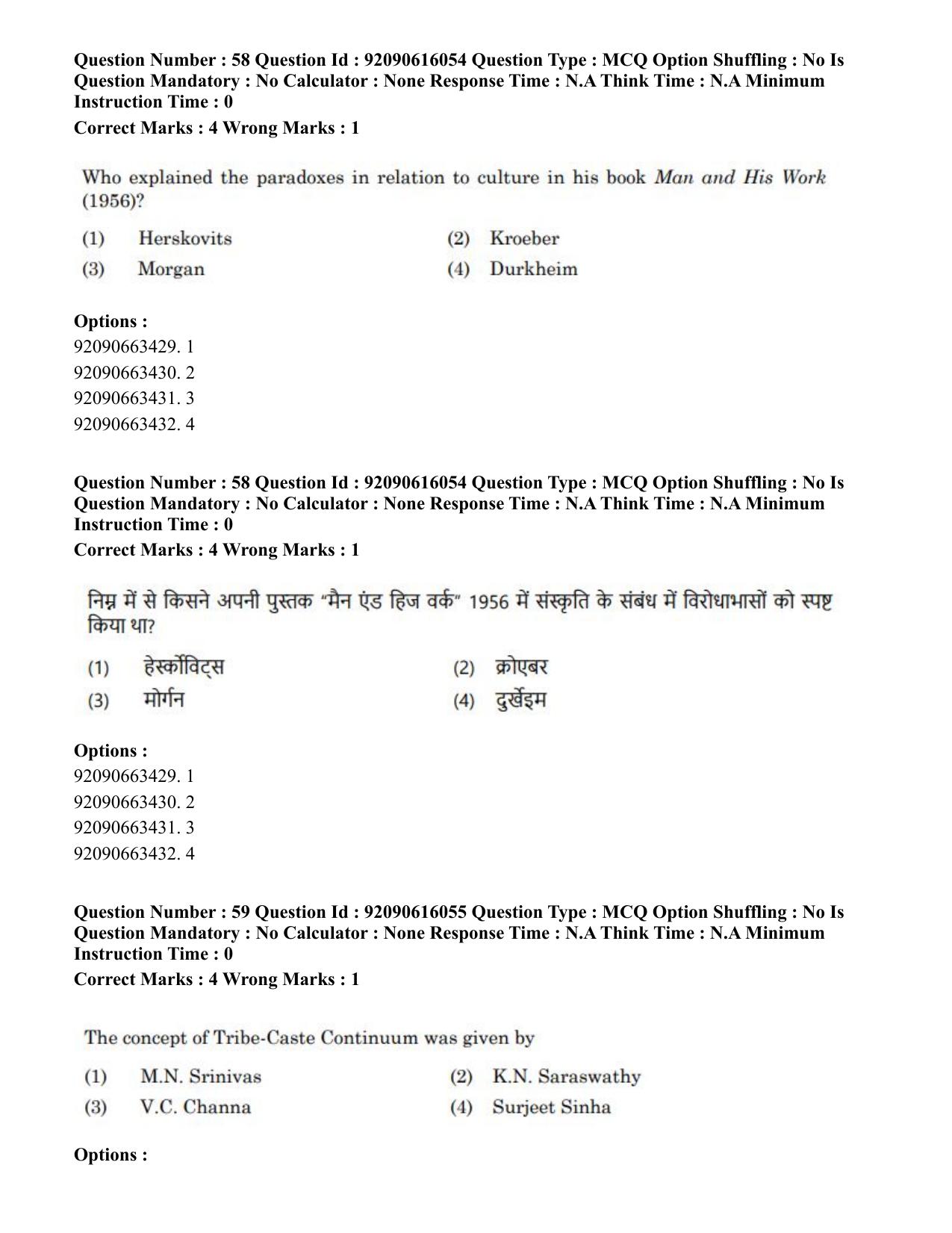 CUET PG 2023: HUQP02 – Anthropology(Eng)-Shift 1 (14-06-2023) Question Papers - Page 48