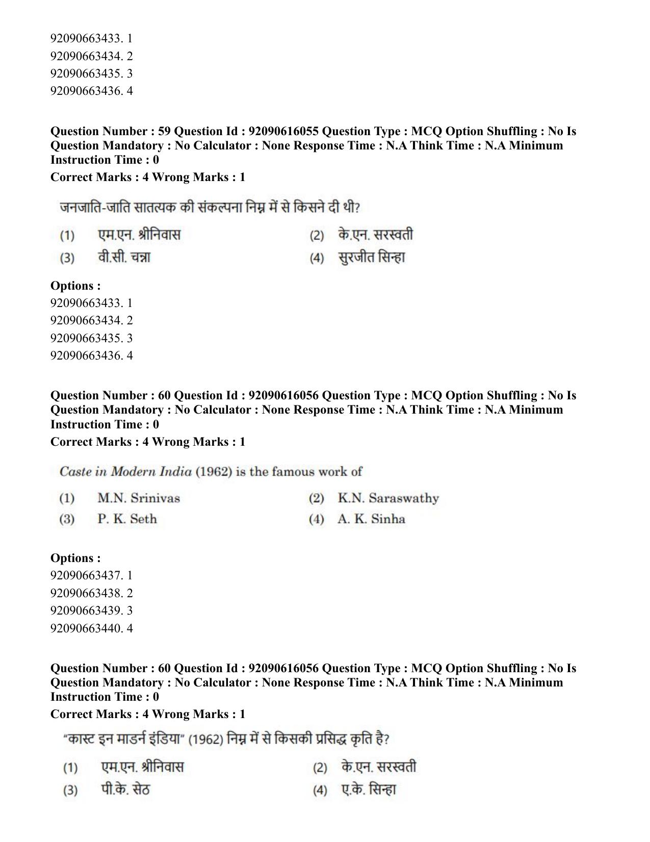 CUET PG 2023: HUQP02 – Anthropology(Eng)-Shift 1 (14-06-2023) Question Papers - Page 49
