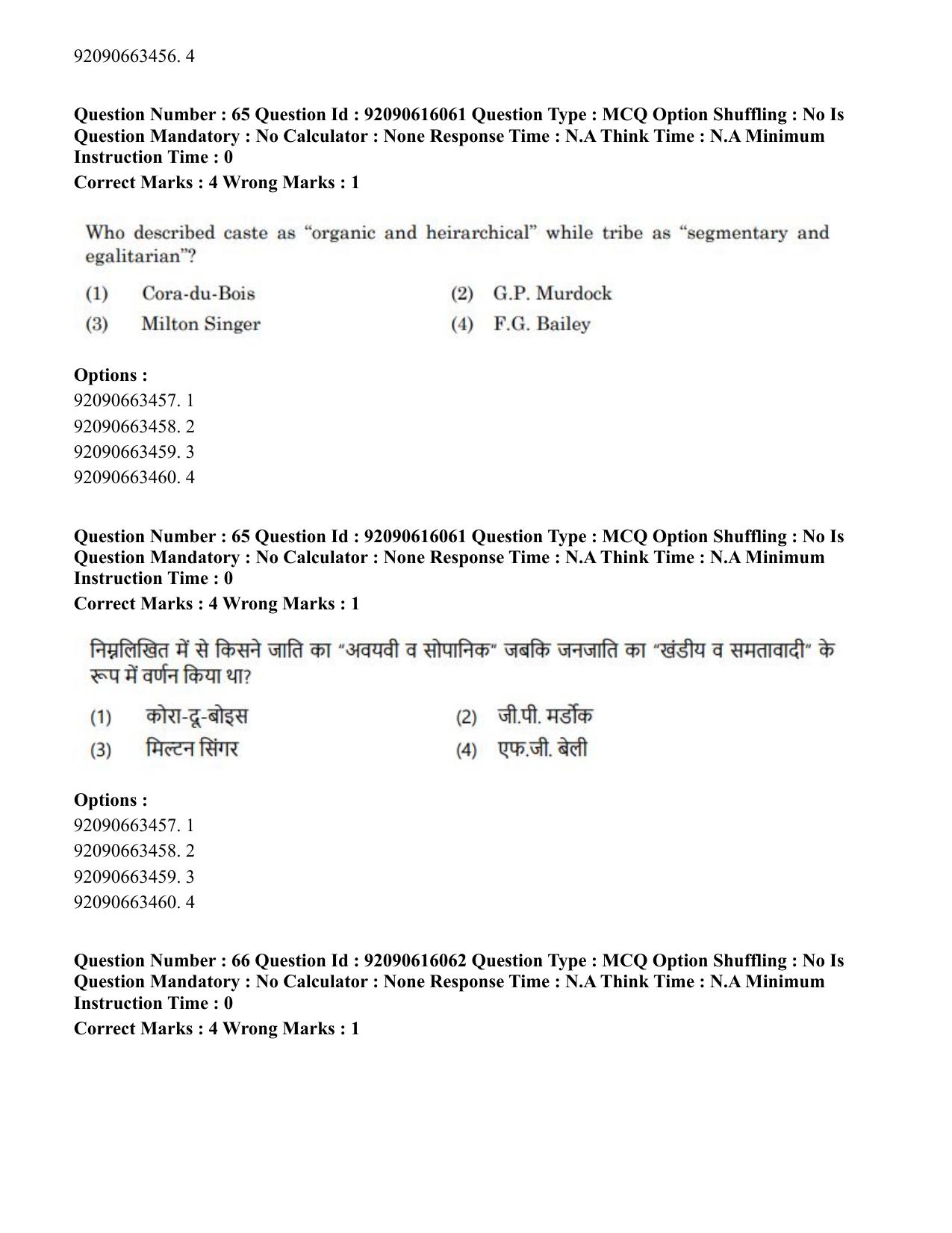CUET PG 2023: HUQP02 – Anthropology(Eng)-Shift 1 (14-06-2023) Question Papers - Page 53