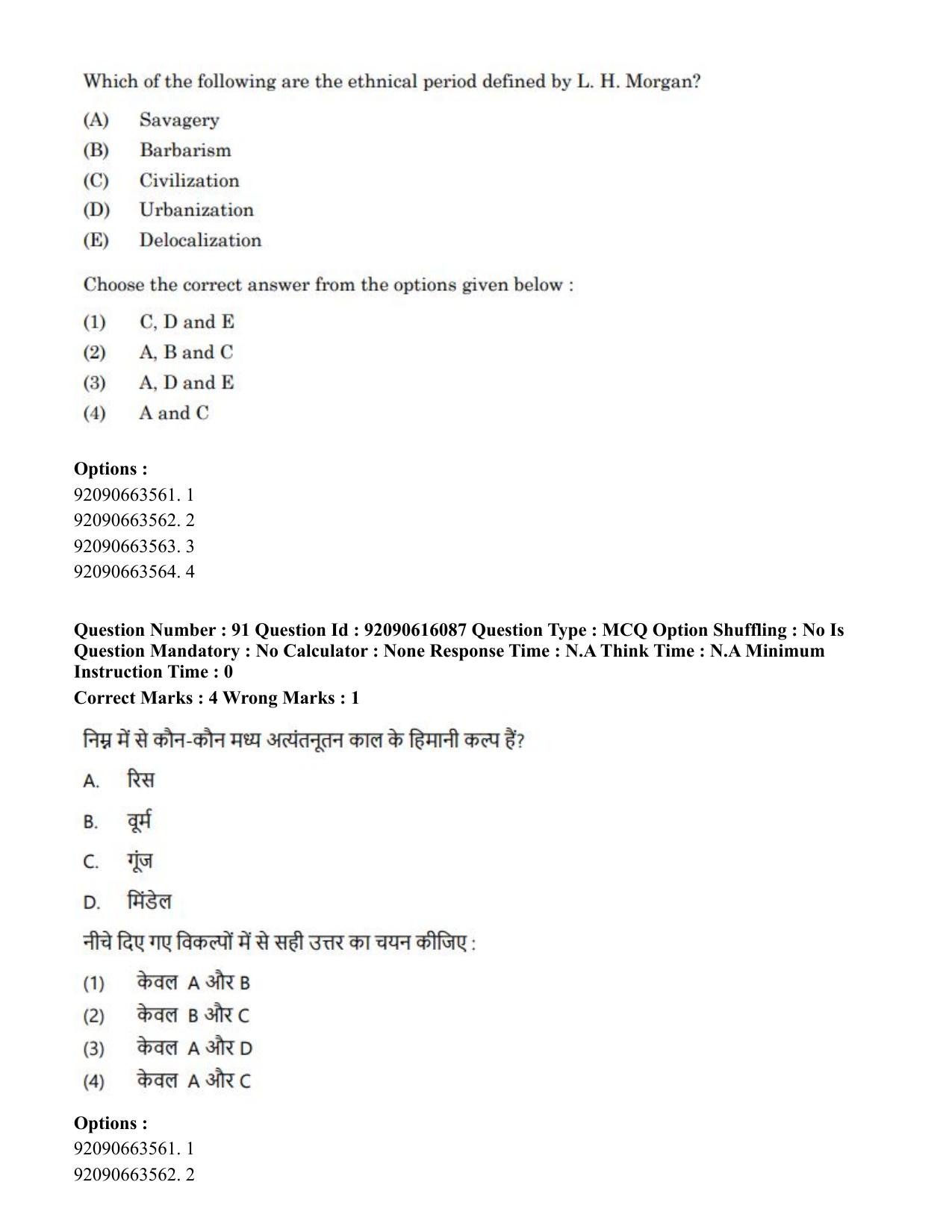 CUET PG 2023: HUQP02 – Anthropology(Eng)-Shift 1 (14-06-2023) Question Papers - Page 89