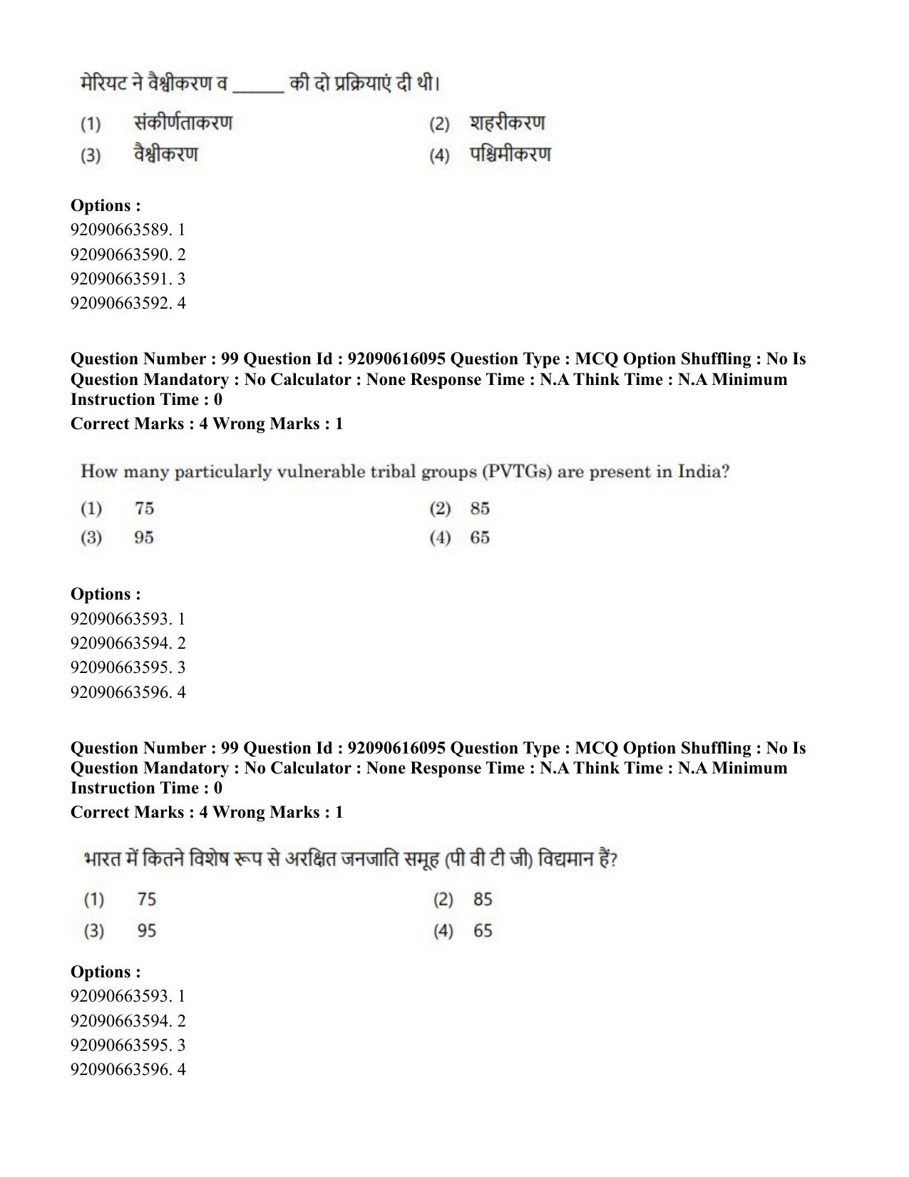 CUET PG 2023: HUQP02 – Anthropology(Eng)-Shift 1 (14-06-2023) Question Papers - Page 95