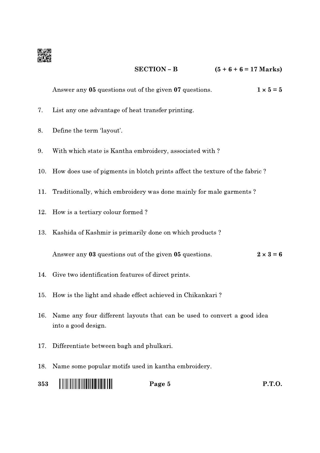 CBSE Class 12 353_Textile Design 2022 Question Paper - Page 5