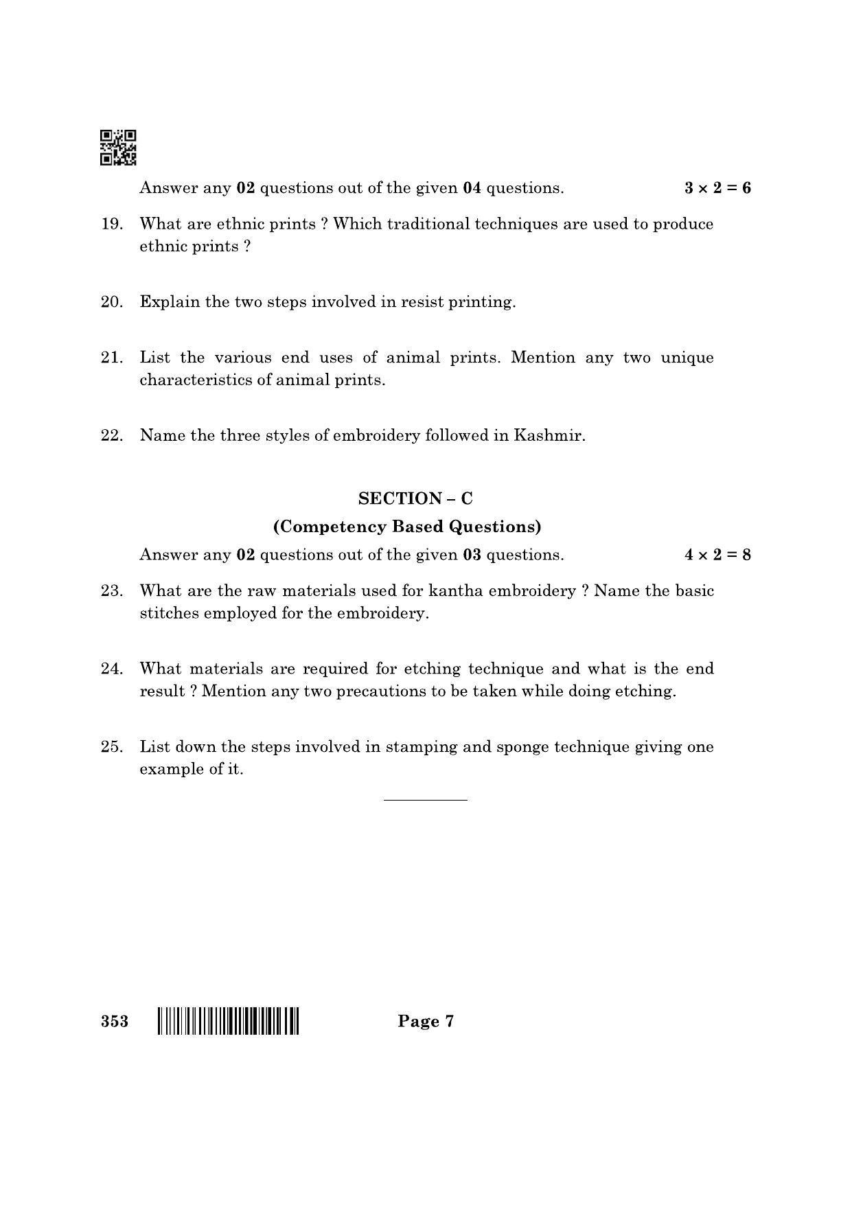 CBSE Class 12 353_Textile Design 2022 Question Paper - Page 7