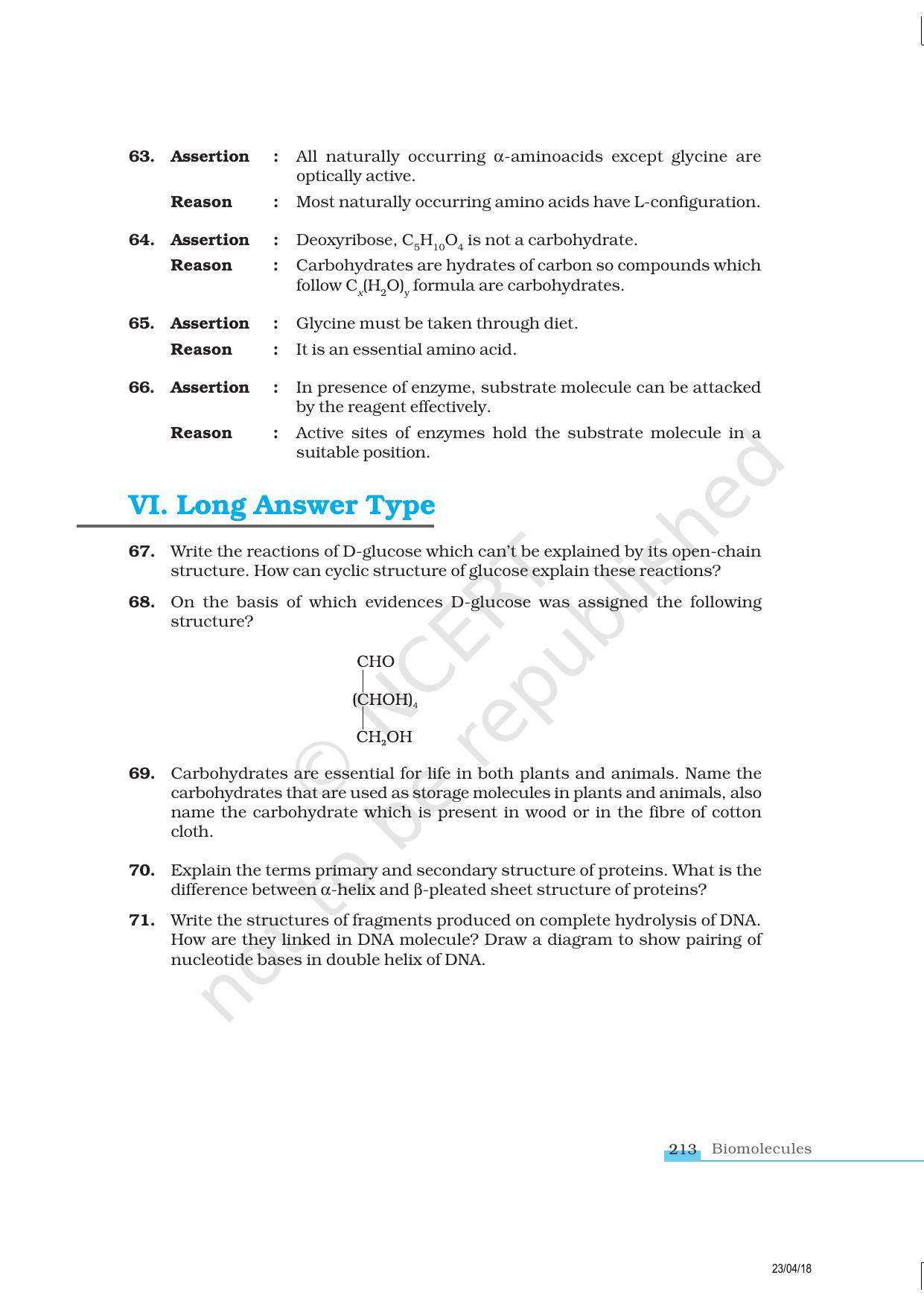 NCERT Exemplar Book for Class 12 Chemistry: Chapter 14 Biomolecules - Page 12