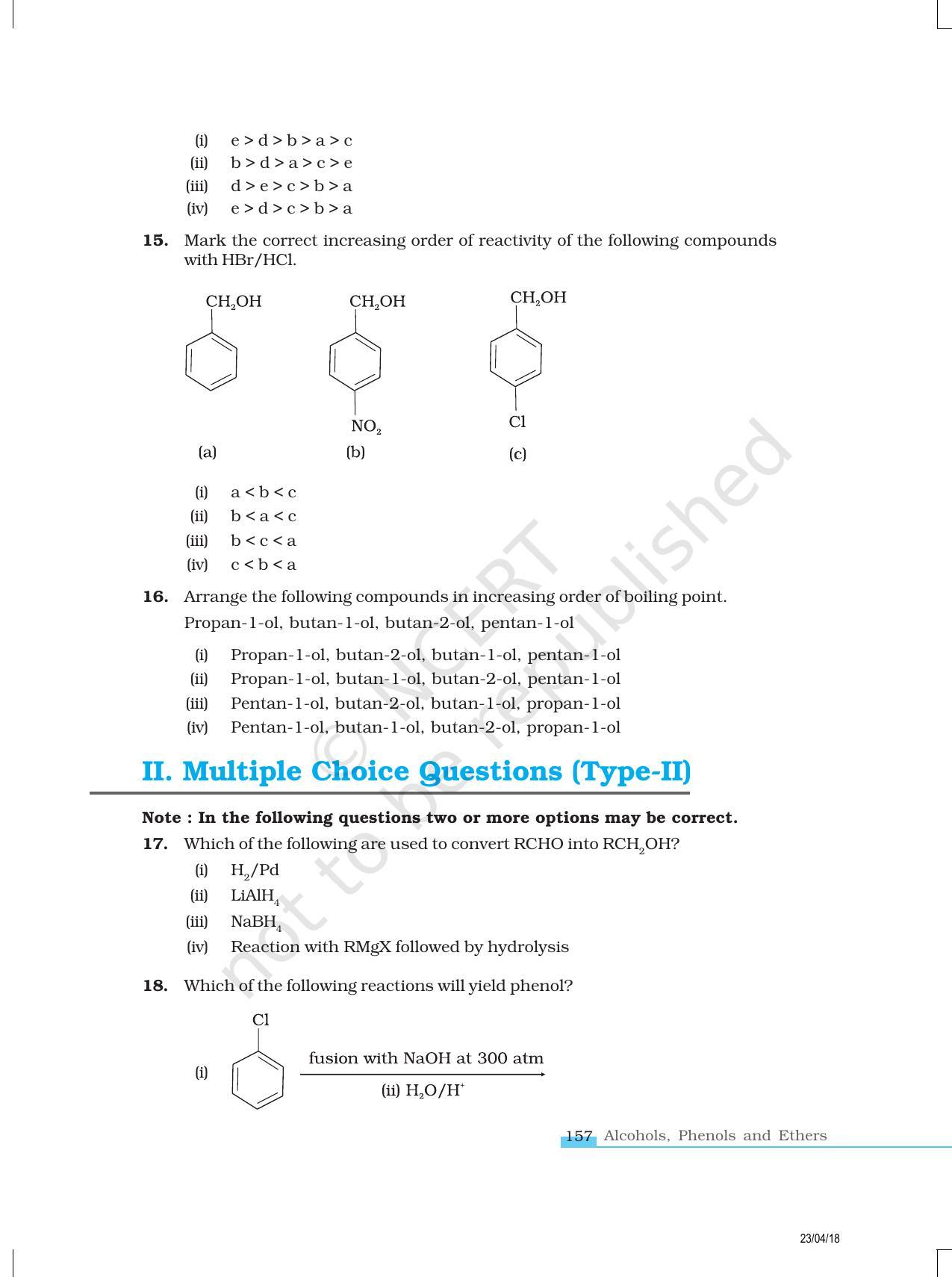 NCERT Exemplar Book for Class 12 Chemistry: Chapter 11 Alcohols, Phenols and Ethers - Page 4