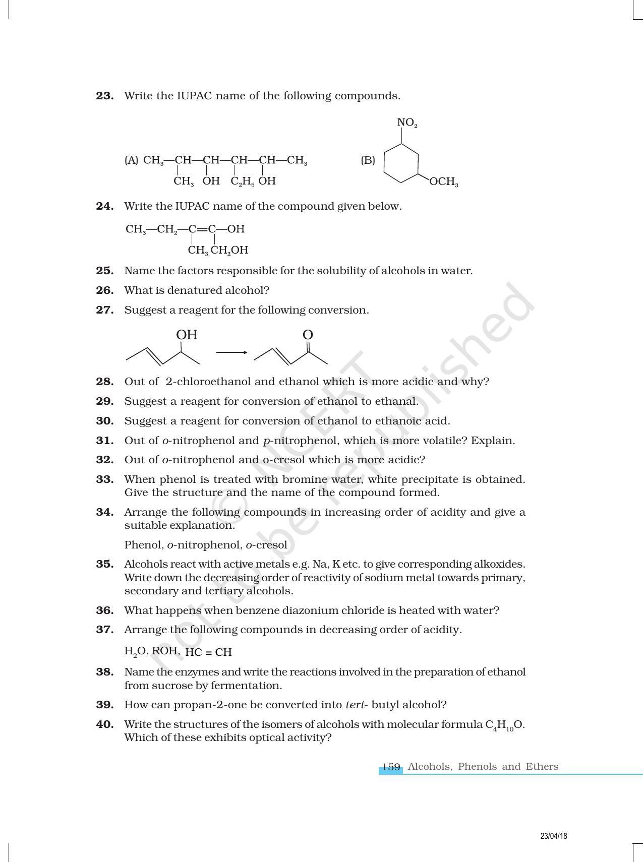 NCERT Exemplar Book for Class 12 Chemistry: Chapter 11 Alcohols, Phenols and Ethers - Page 6