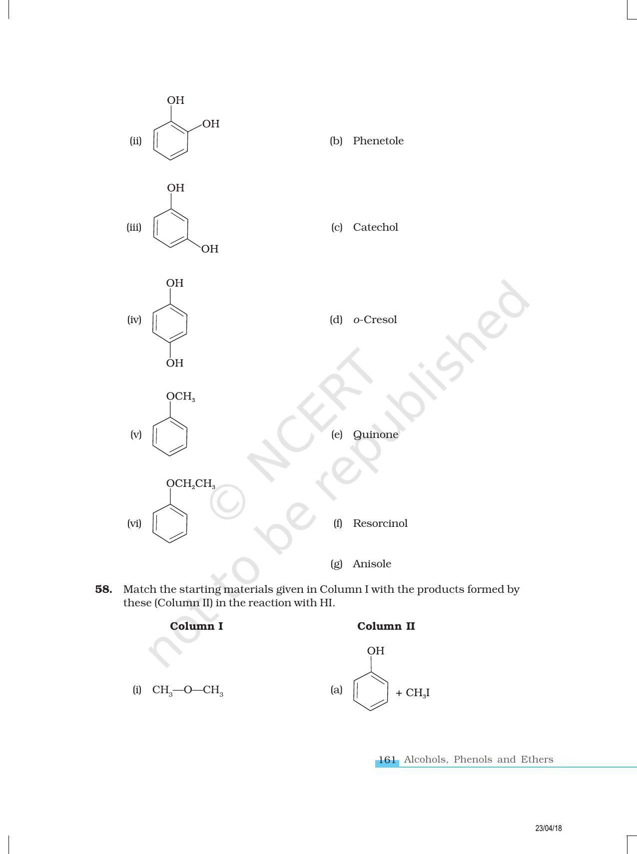 NCERT Exemplar Book for Class 12 Chemistry: Chapter 11 Alcohols, Phenols and Ethers - Page 8