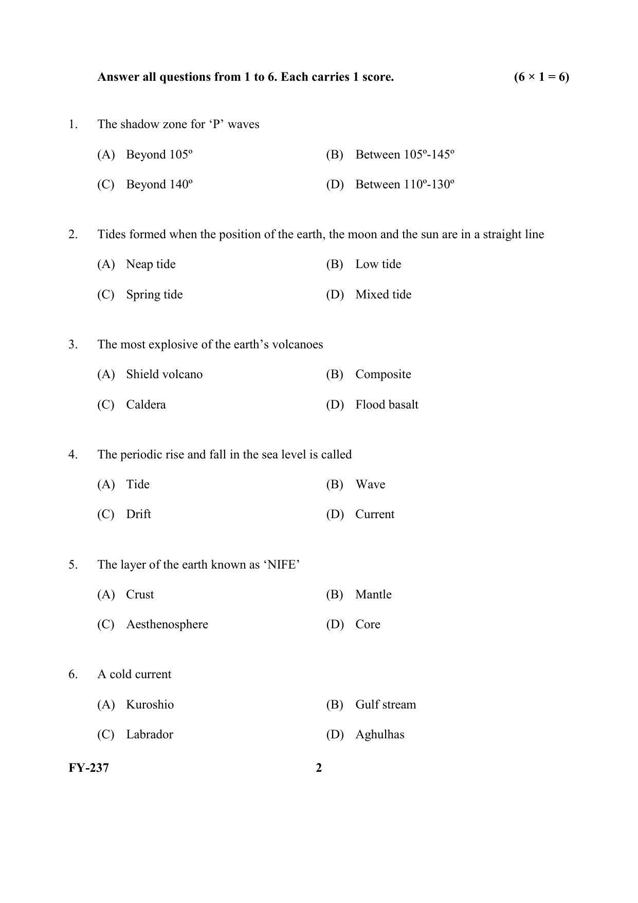 Kerala Plus One (Class 11th) Geography Question Paper 2021 - Page 2