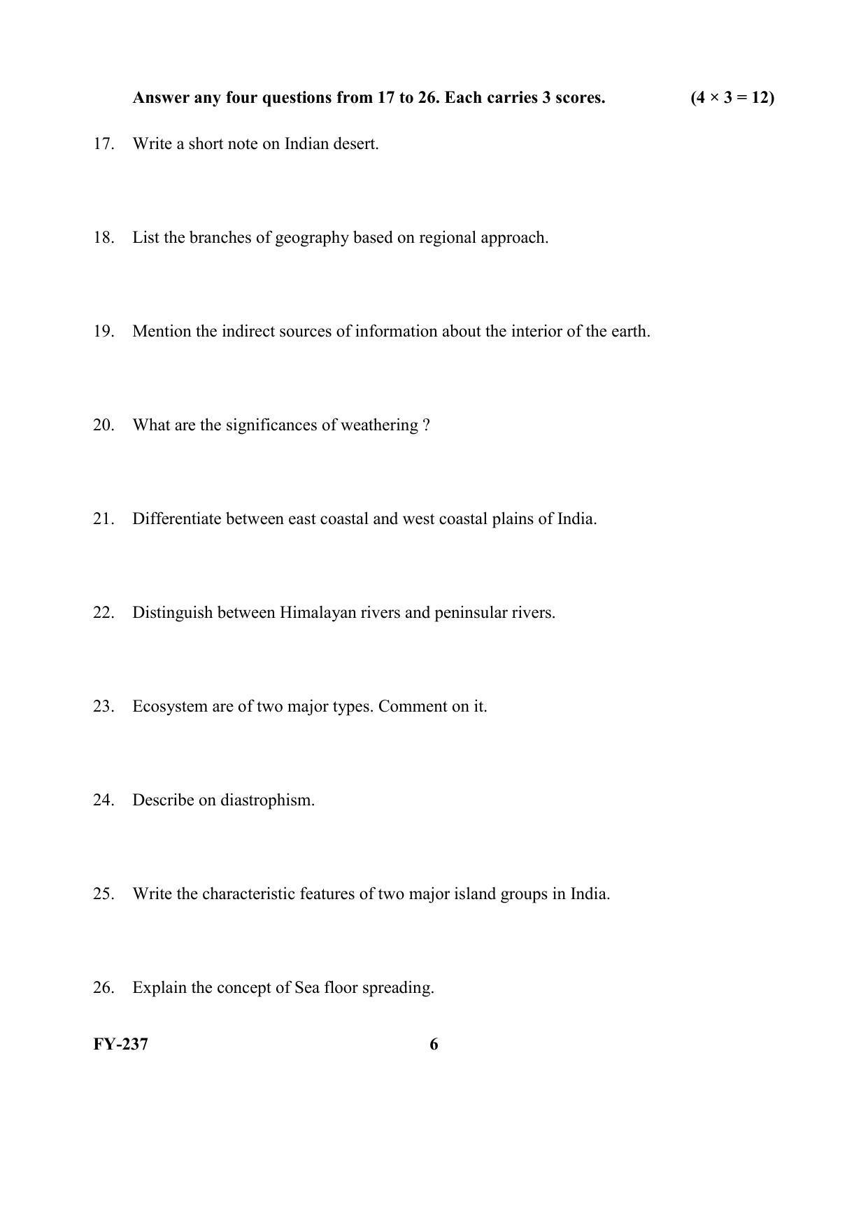 Kerala Plus One (Class 11th) Geography Question Paper 2021 - Page 6