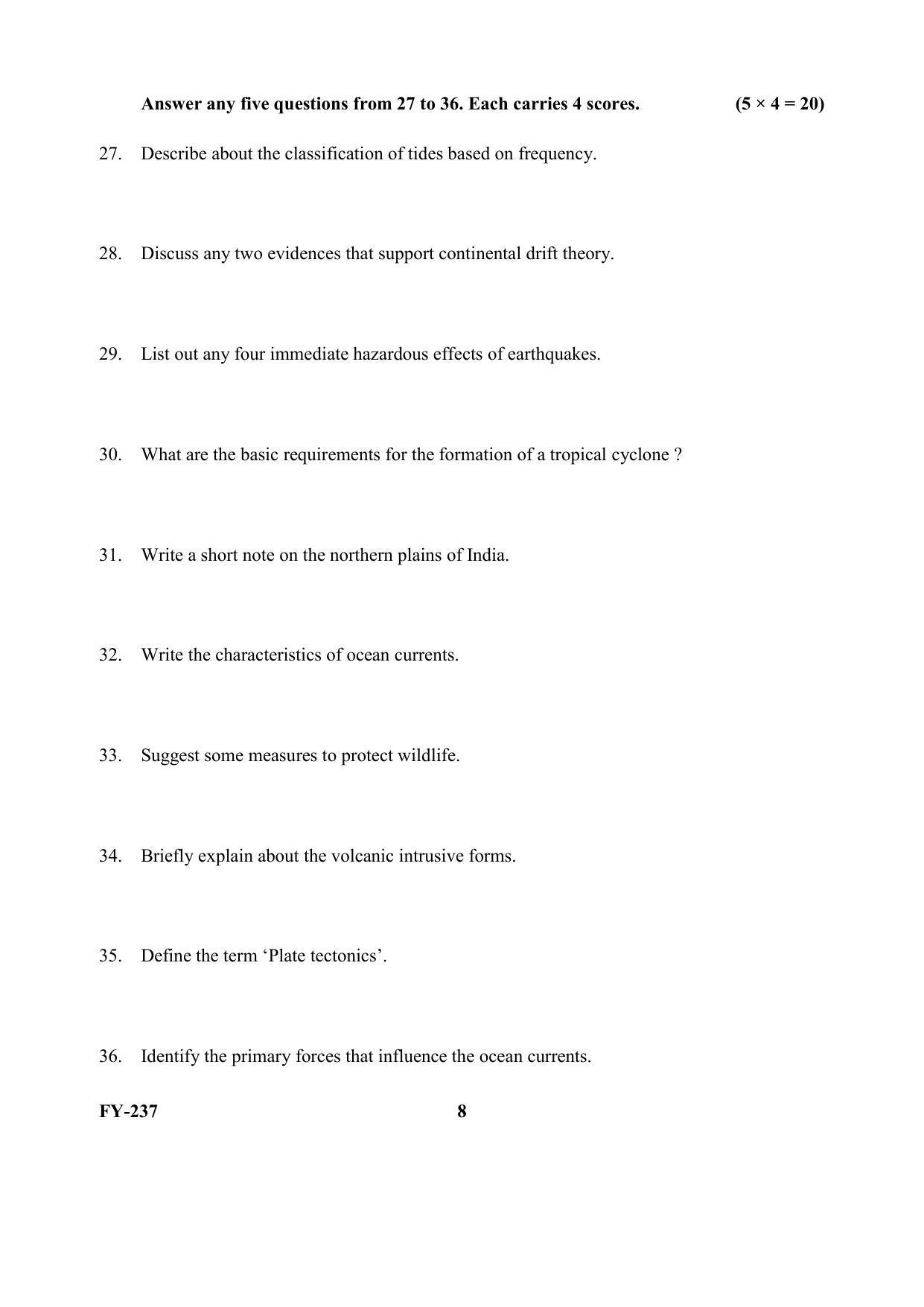 Kerala Plus One (Class 11th) Geography Question Paper 2021 - Page 8