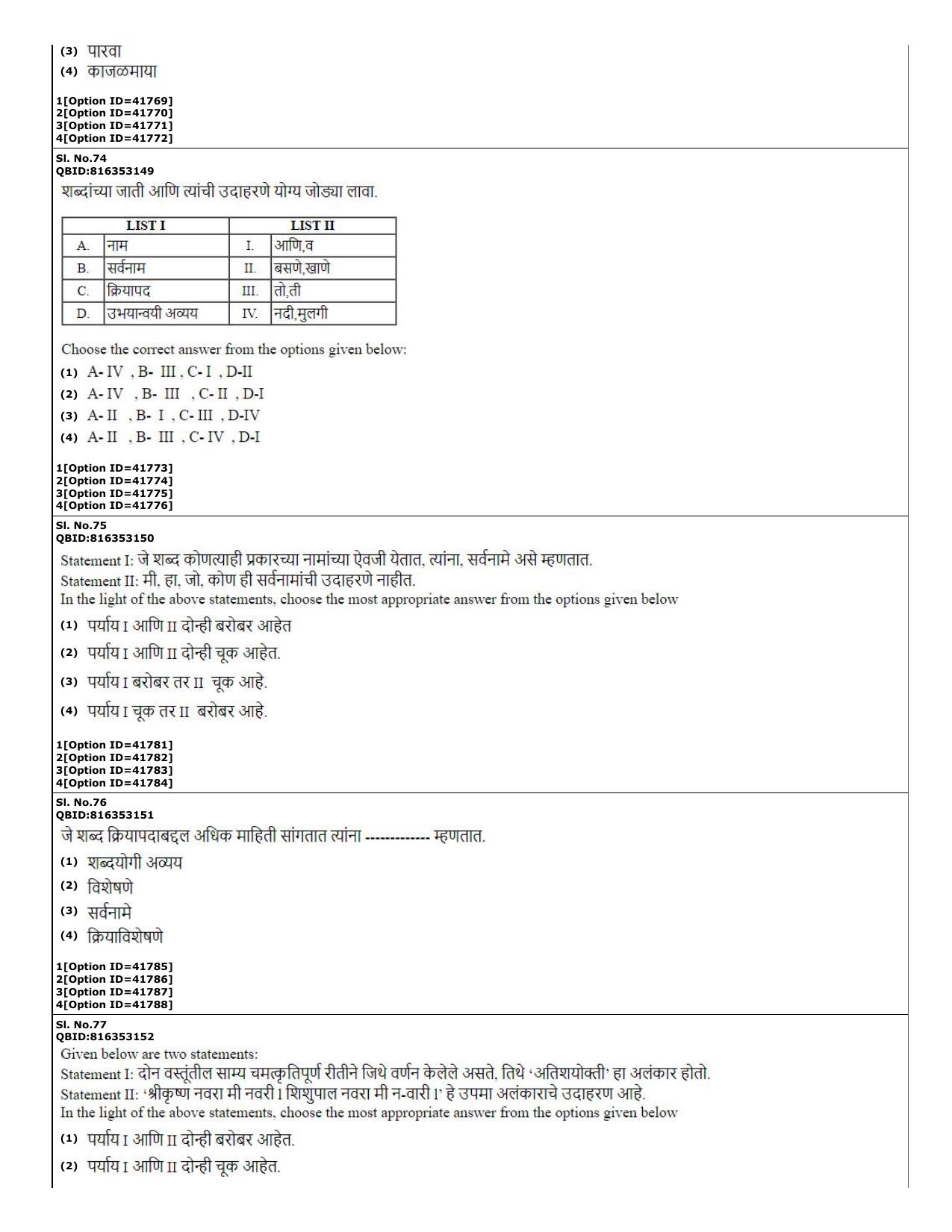 CUET (PG) 2022: PGQP-60 Marathi (10-09-2022) Question Paper - Page 22